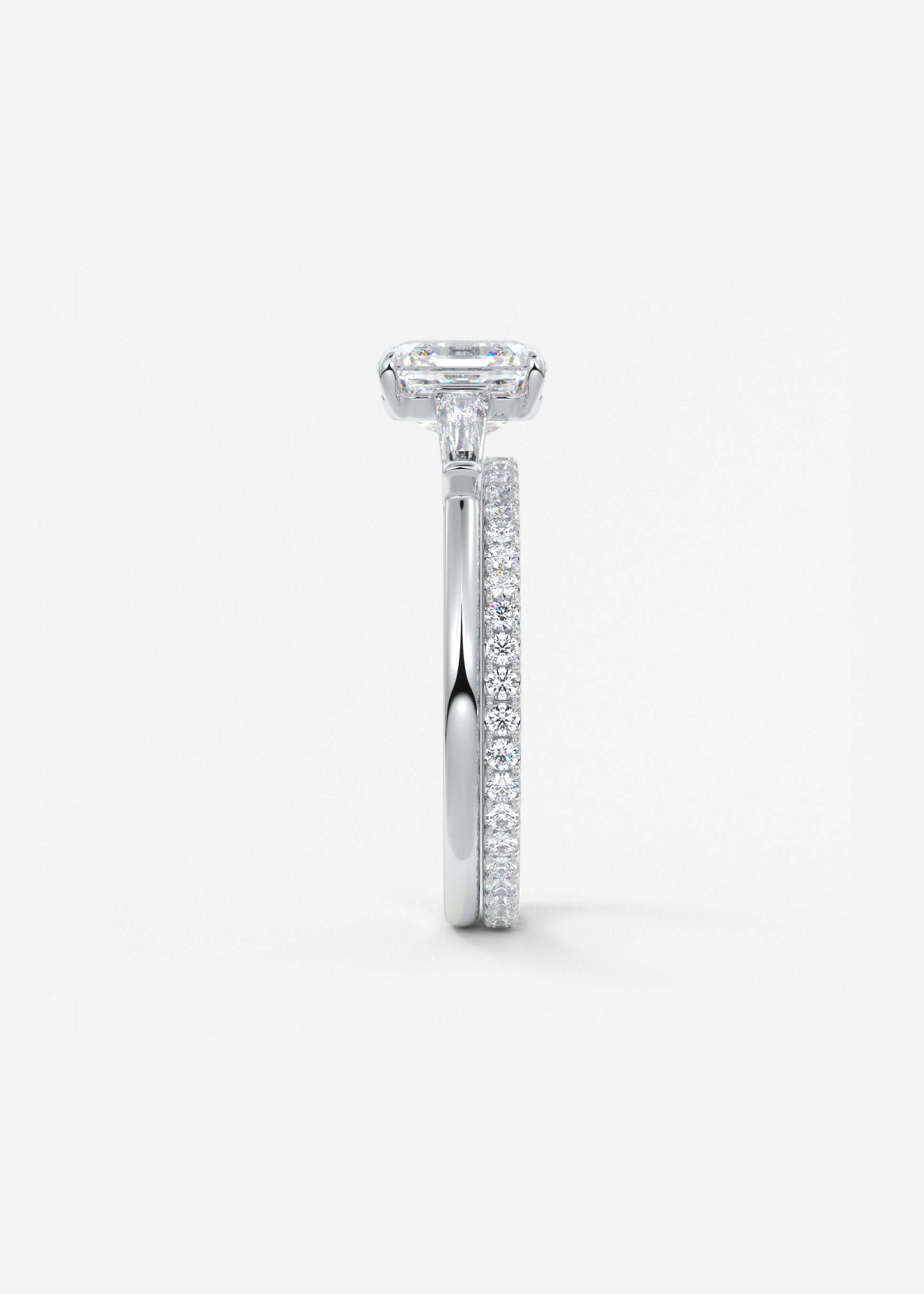 Asscher Three Stone Lab Grown Diamond Engagement Ring