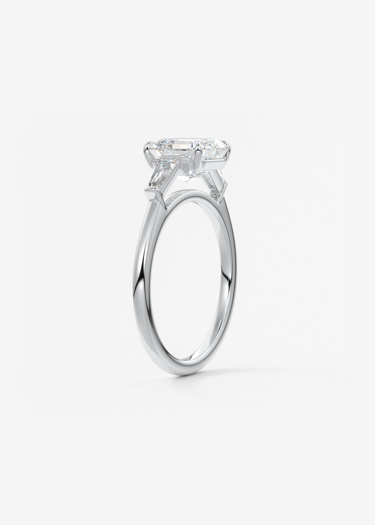 Asscher Three Stone Lab Grown Diamond Engagement Ring