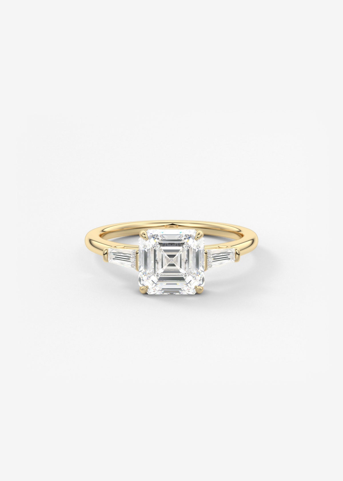 Asscher Three Stone Lab Grown Diamond Engagement Ring
