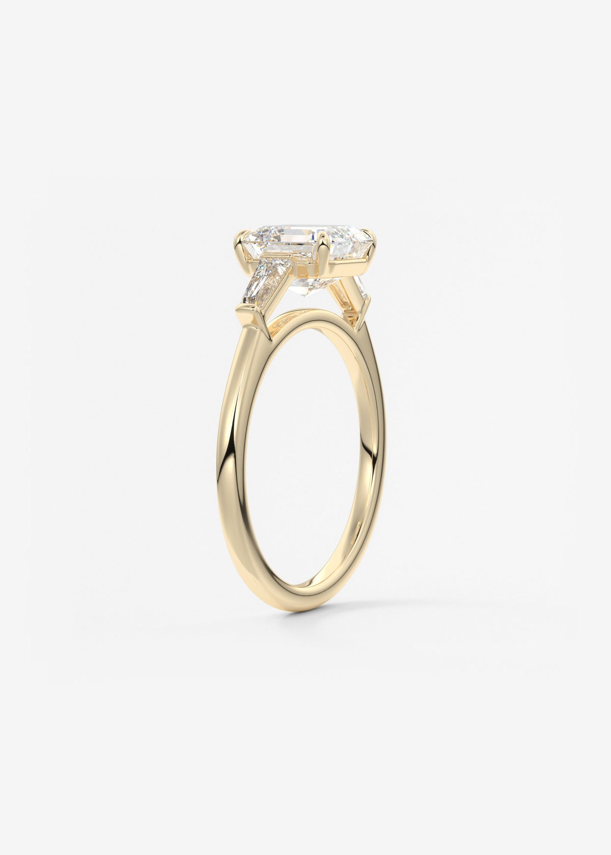 Asscher Three Stone Lab Grown Diamond Engagement Ring