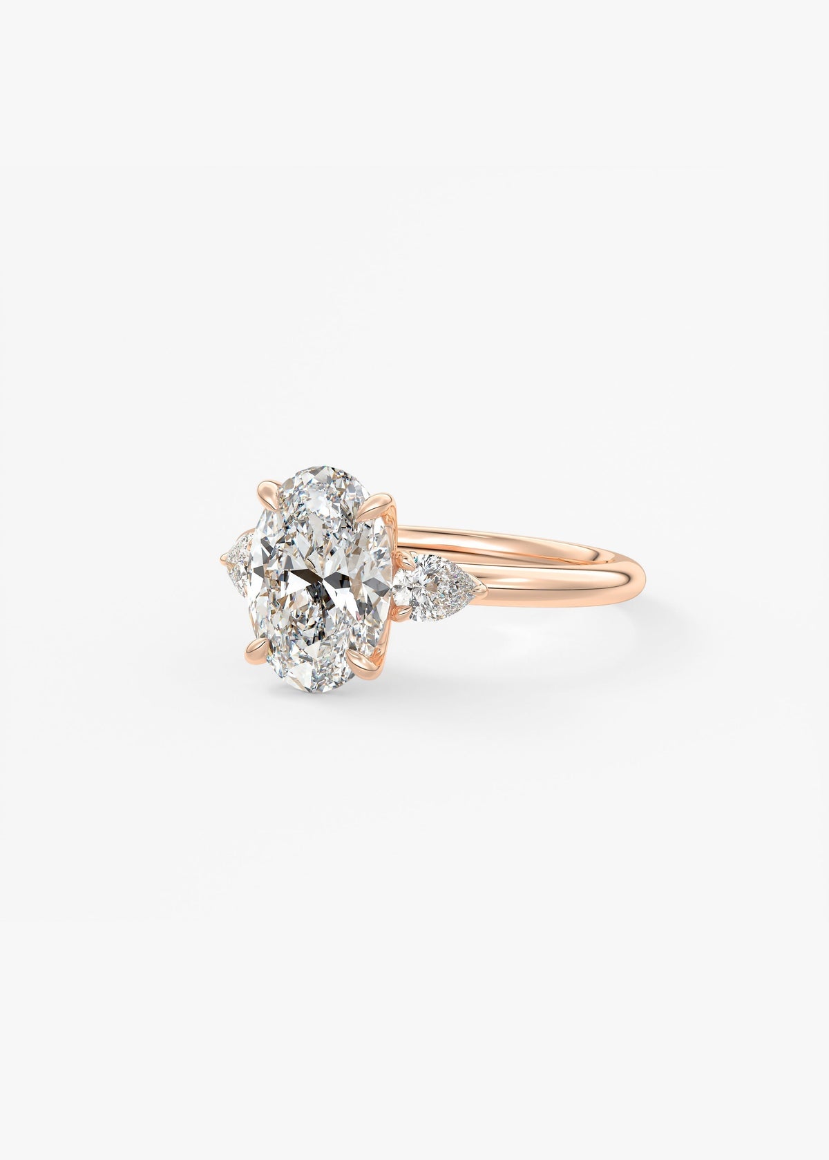 Oval Three Stone Lab Grown Diamond Engagement Ring