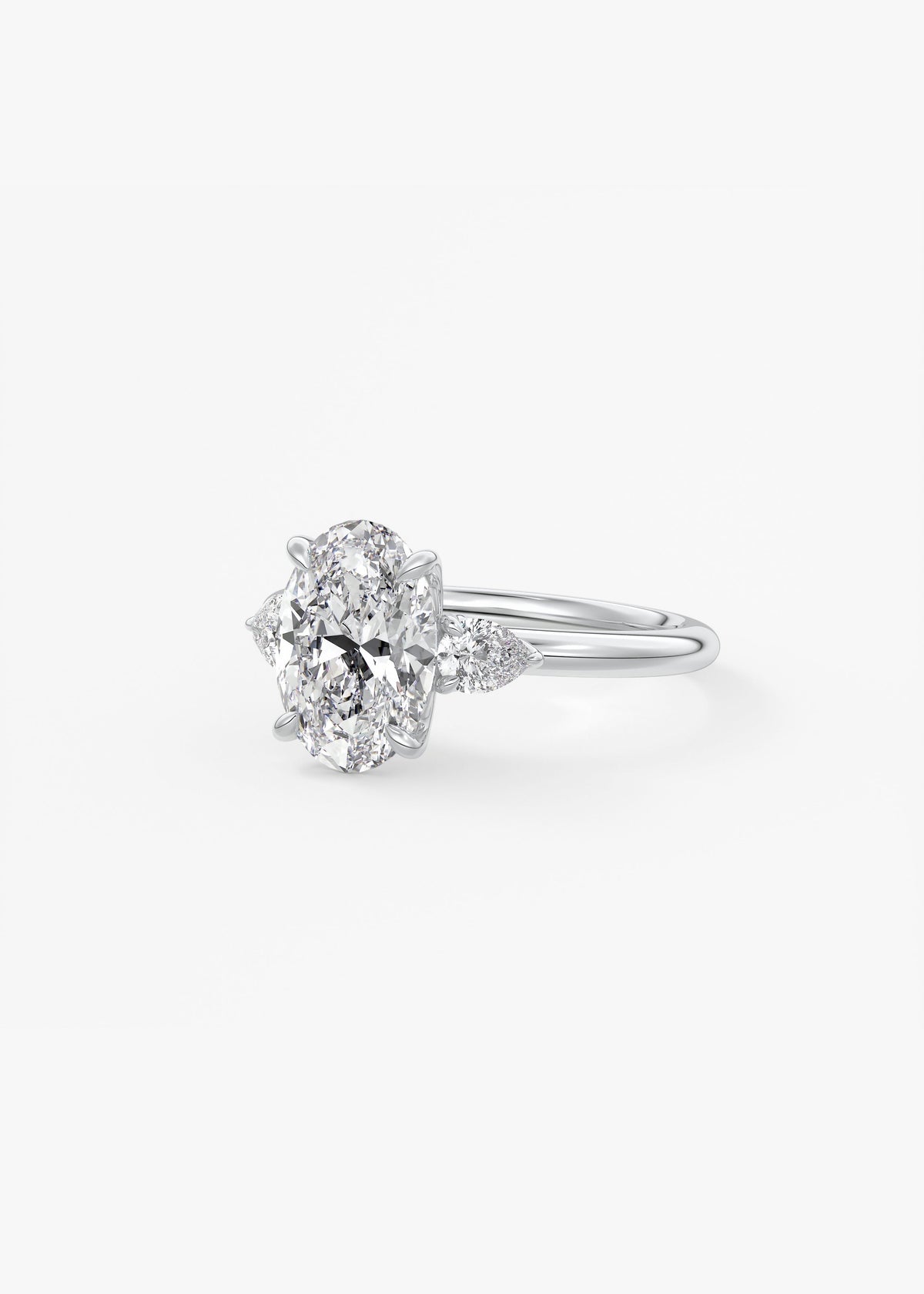 Oval Three Stone Lab Grown Diamond Engagement Ring