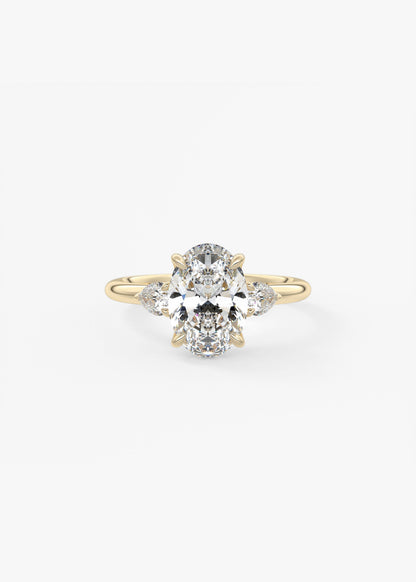 Oval Three Stone Lab Grown Diamond Engagement Ring