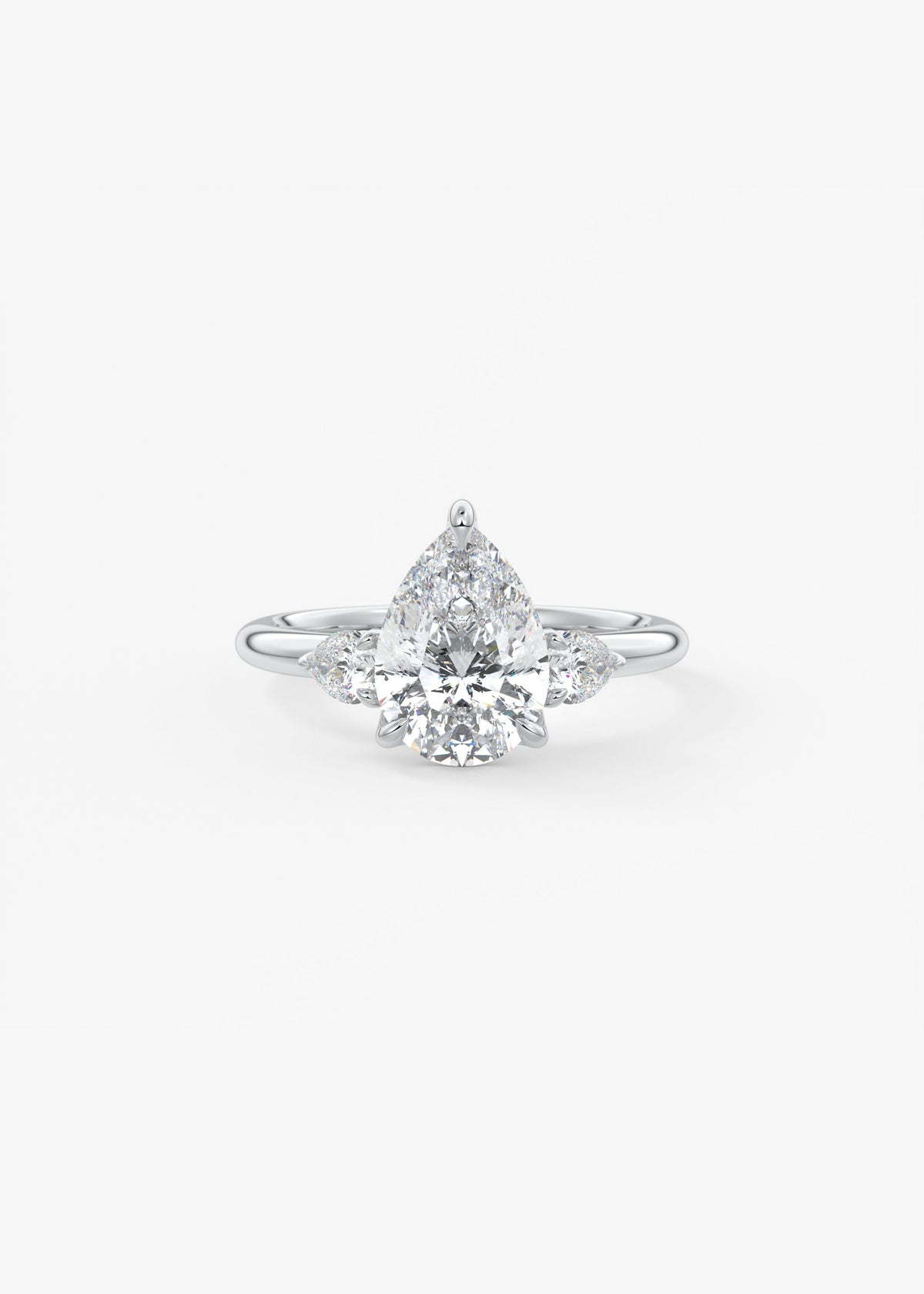 Pear Three Stone Lab Grown Diamond Engagement Ring