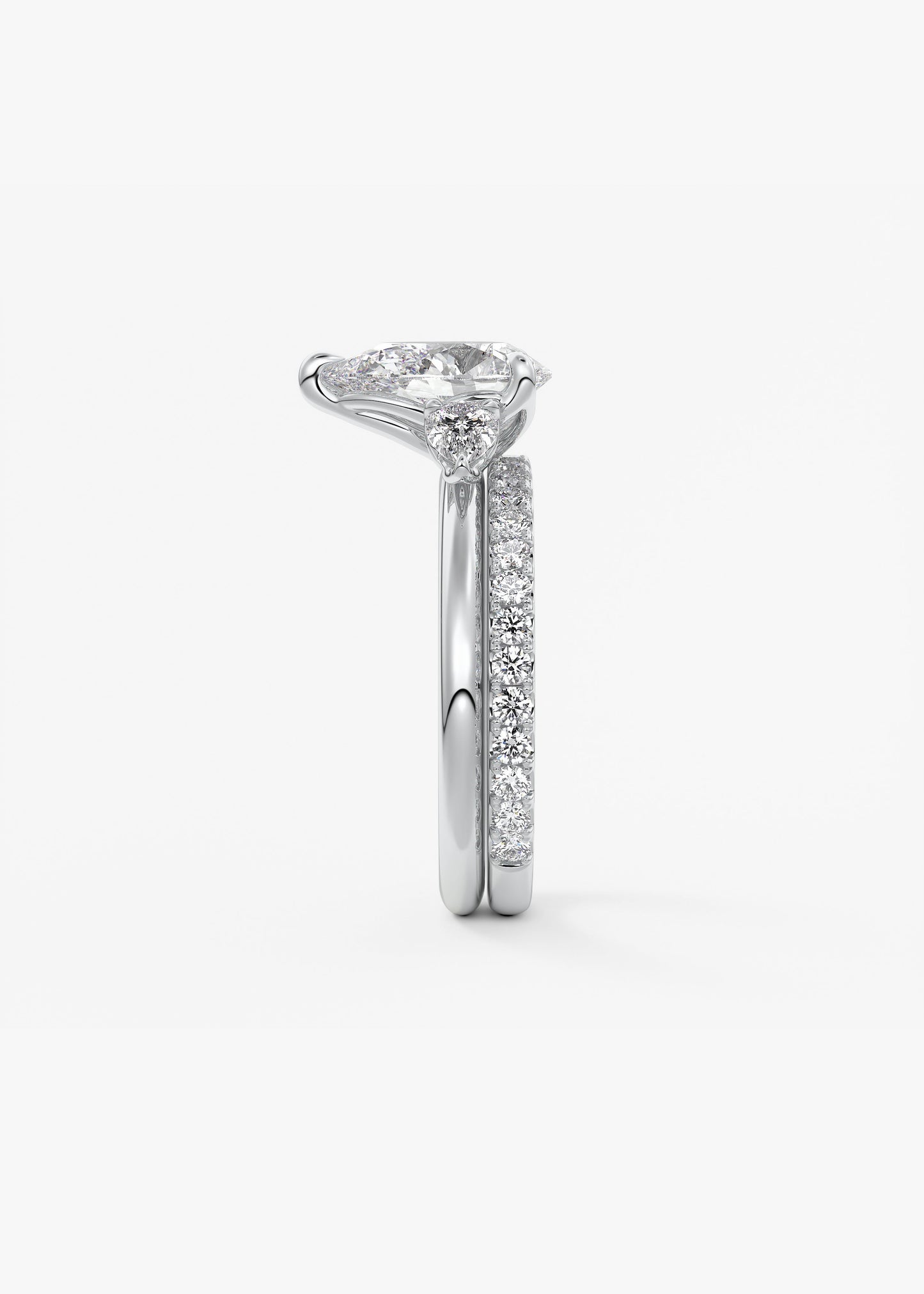 Pear Three Stone Lab Grown Diamond Engagement Ring
