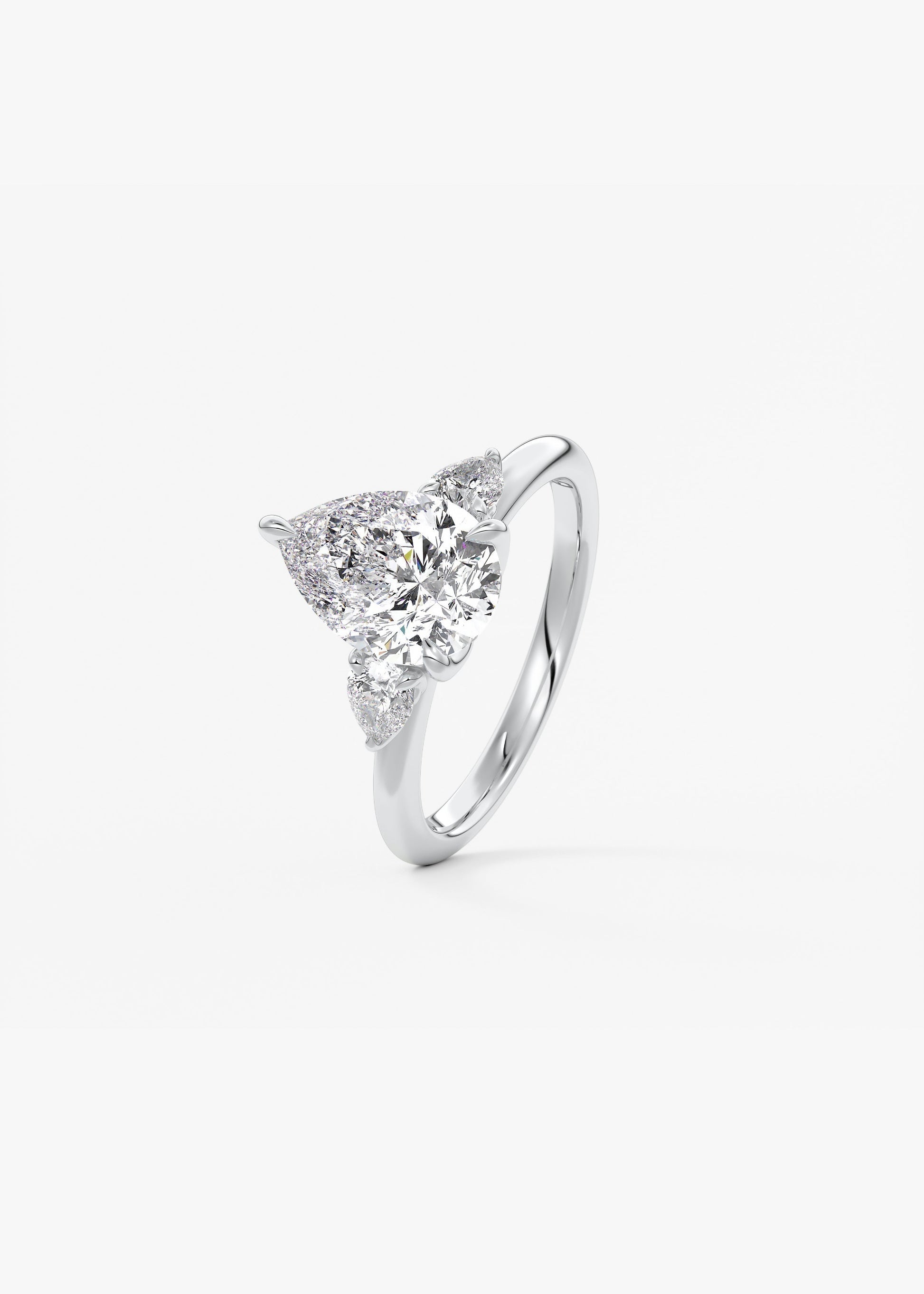 Pear Three Stone Lab Grown Diamond Engagement Ring