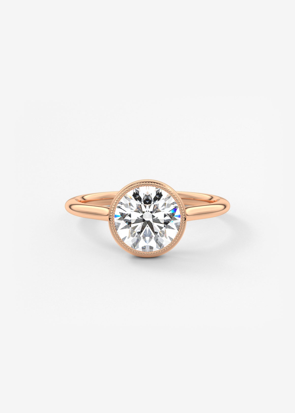 Round Milgrain Bezel Lab Grown Diamond Engagement Ring
