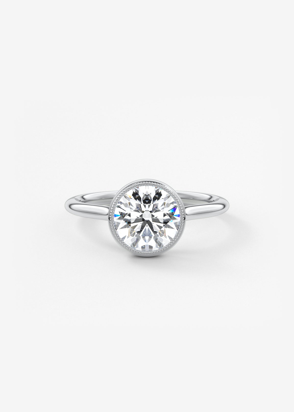 Round Milgrain Bezel Lab Grown Diamond Engagement Ring