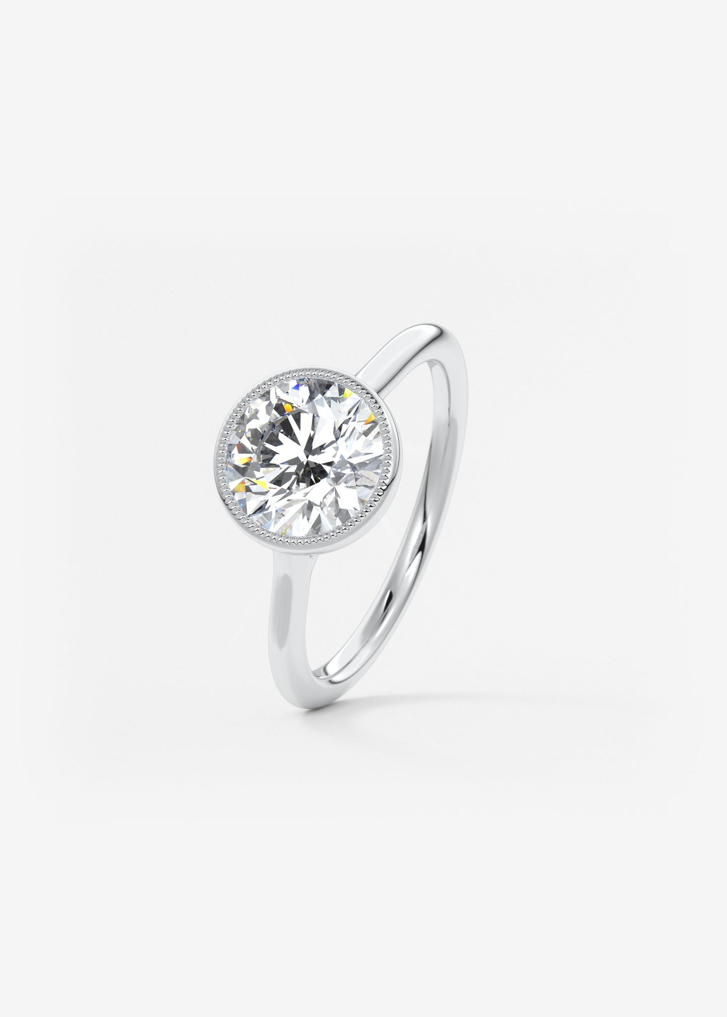 Round Milgrain Bezel Lab Grown Diamond Engagement Ring