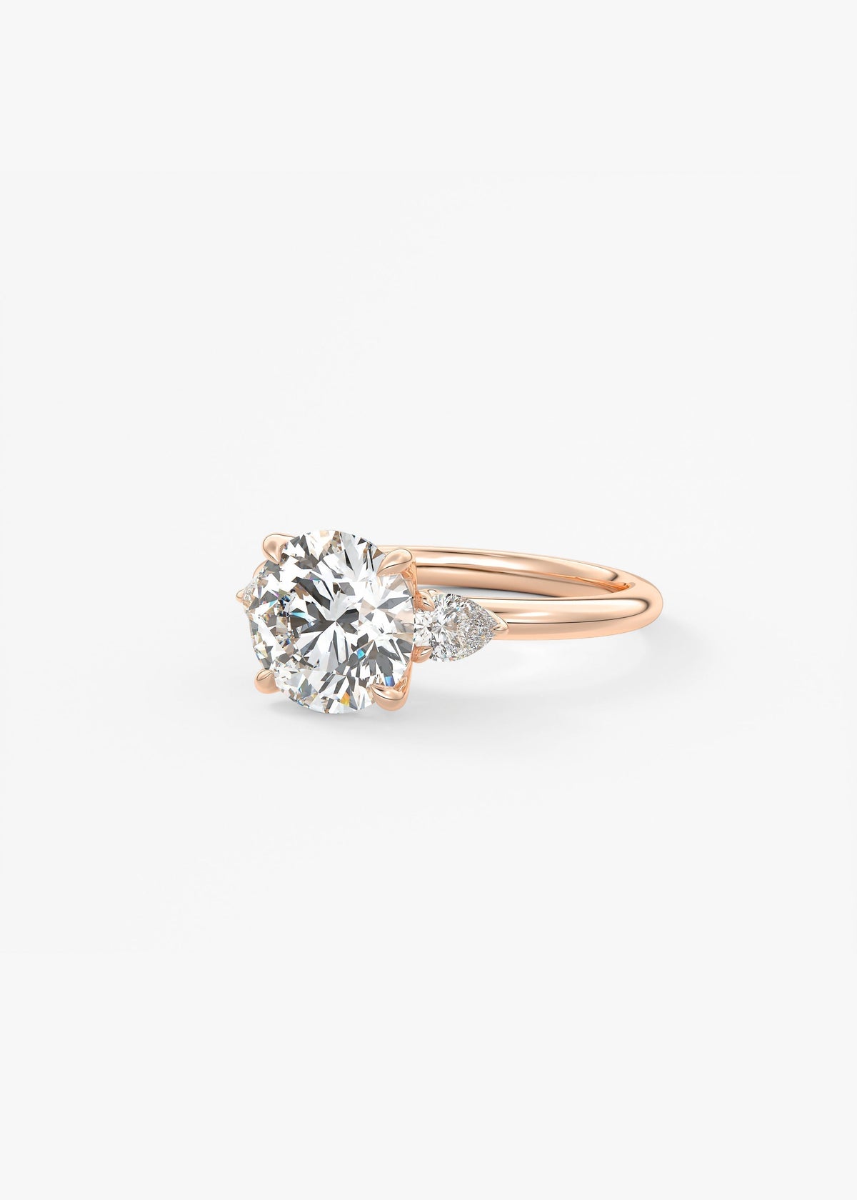 Round Three Stone Lab Grown Diamond Engagement Ring