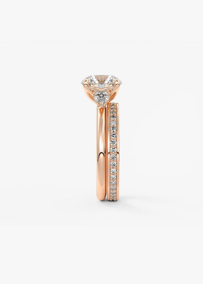 Round Three Stone Lab Grown Diamond Engagement Ring