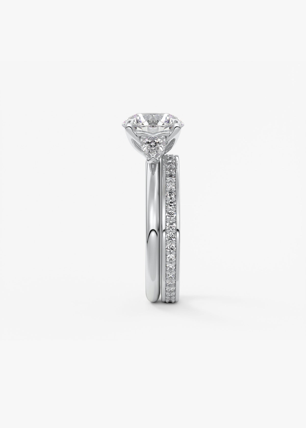 Round Three Stone Lab Grown Diamond Engagement Ring