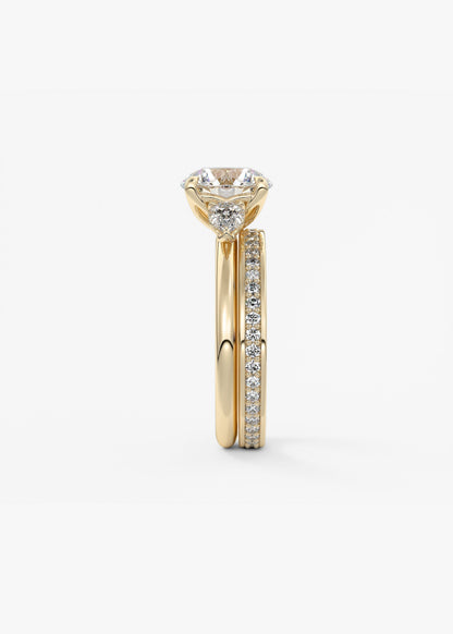 Round Three Stone Lab Grown Diamond Engagement Ring