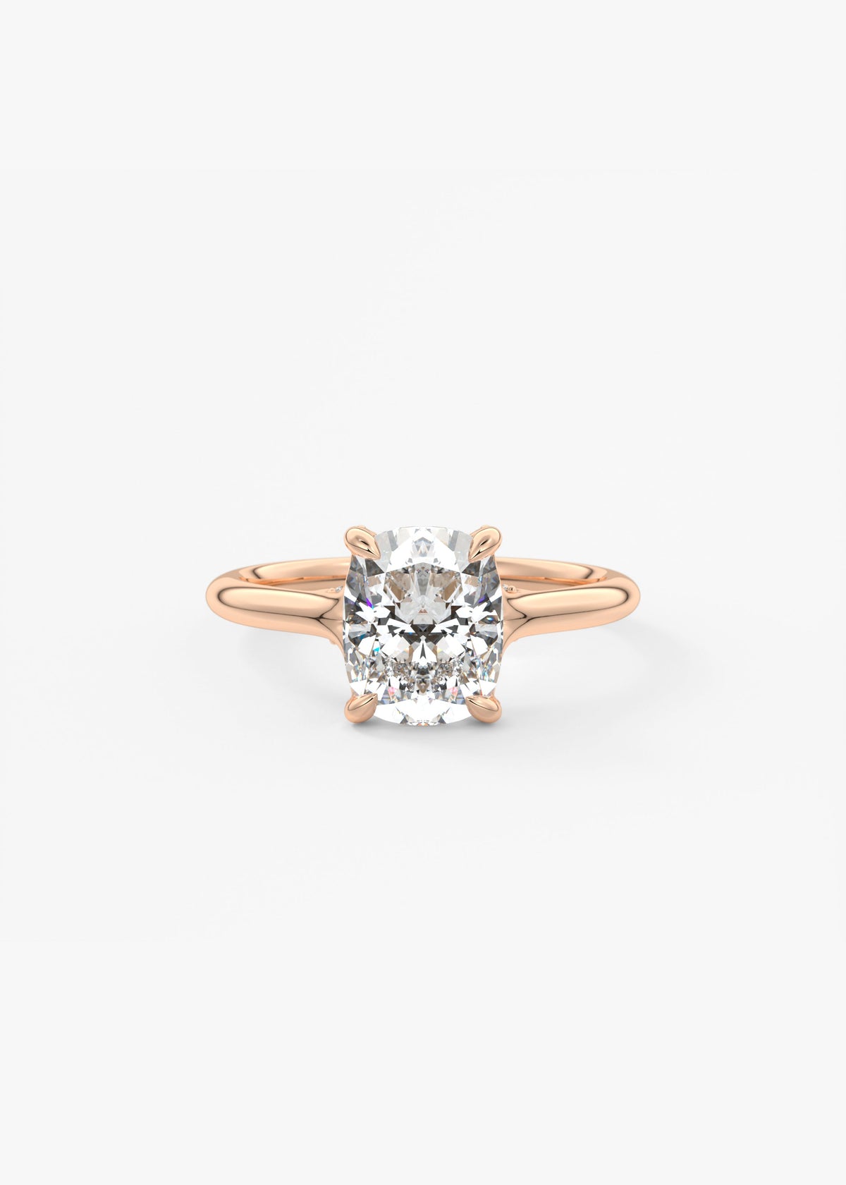 Elongated Cushion Hidden Halo Lab Grown Diamond Engagement Ring