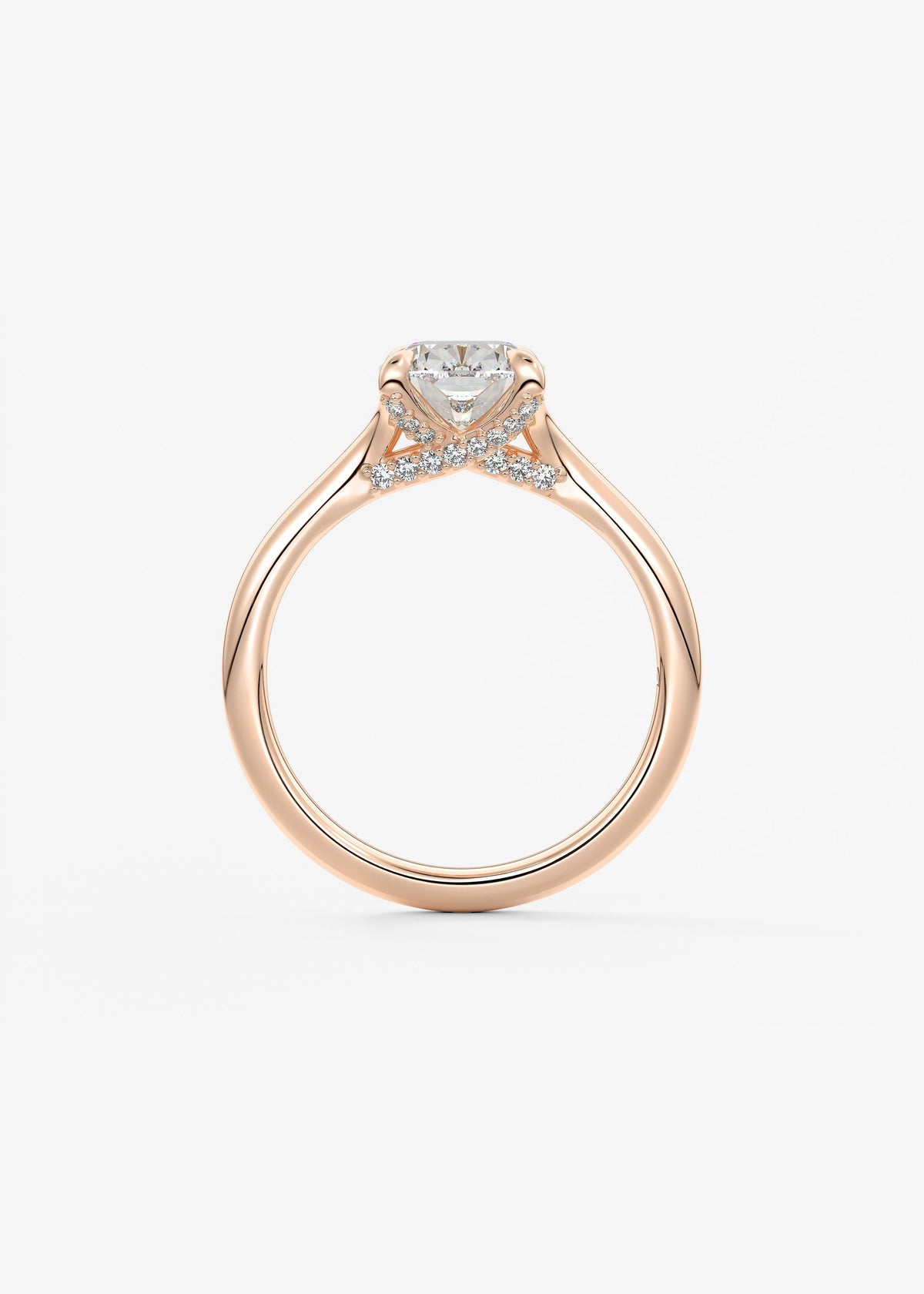 Elongated Cushion Hidden Halo Lab Grown Diamond Engagement Ring
