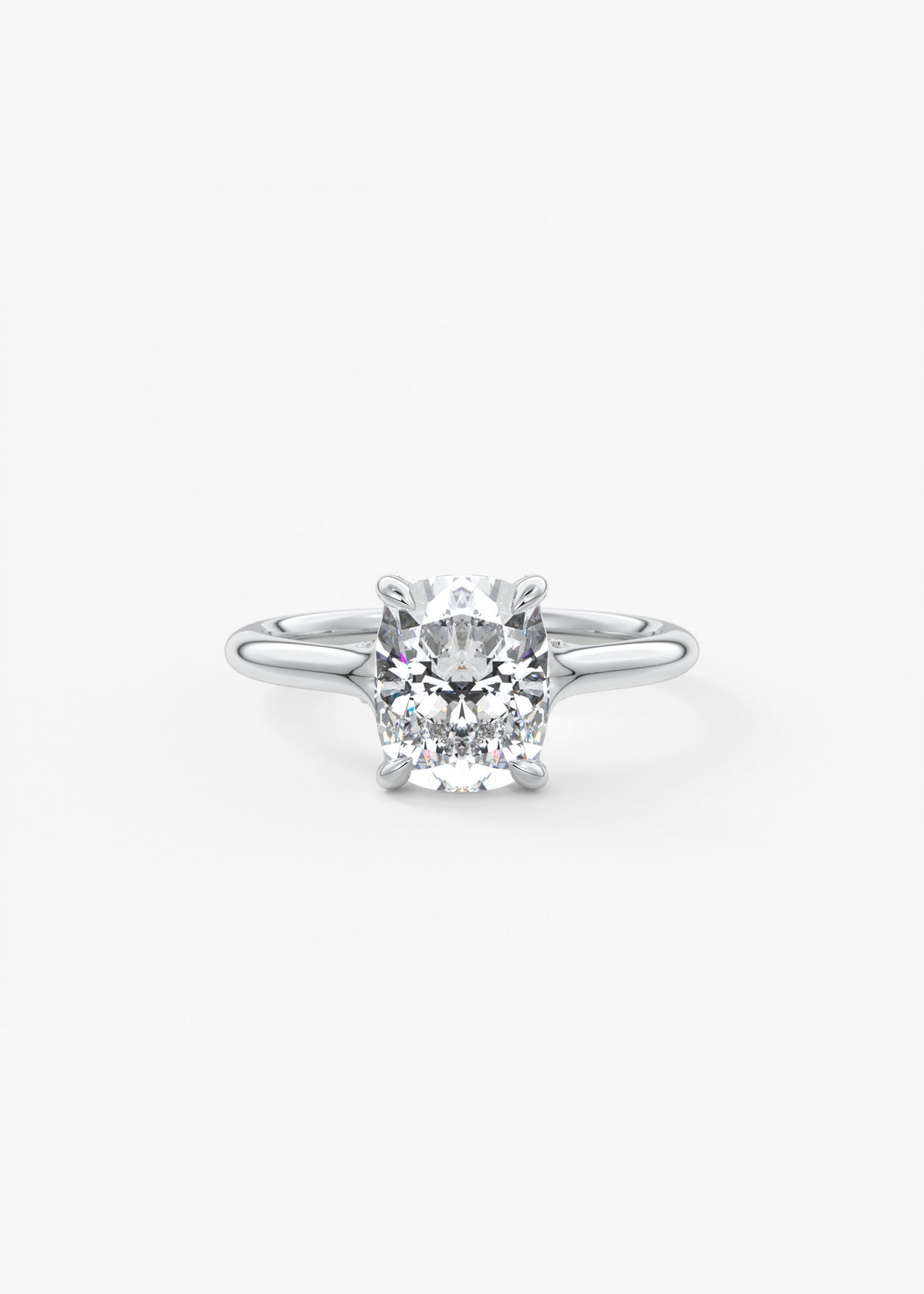 Elongated Cushion Hidden Halo Lab Grown Diamond Engagement Ring