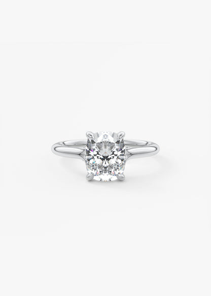 Elongated Cushion Hidden Halo Lab Grown Diamond Engagement Ring