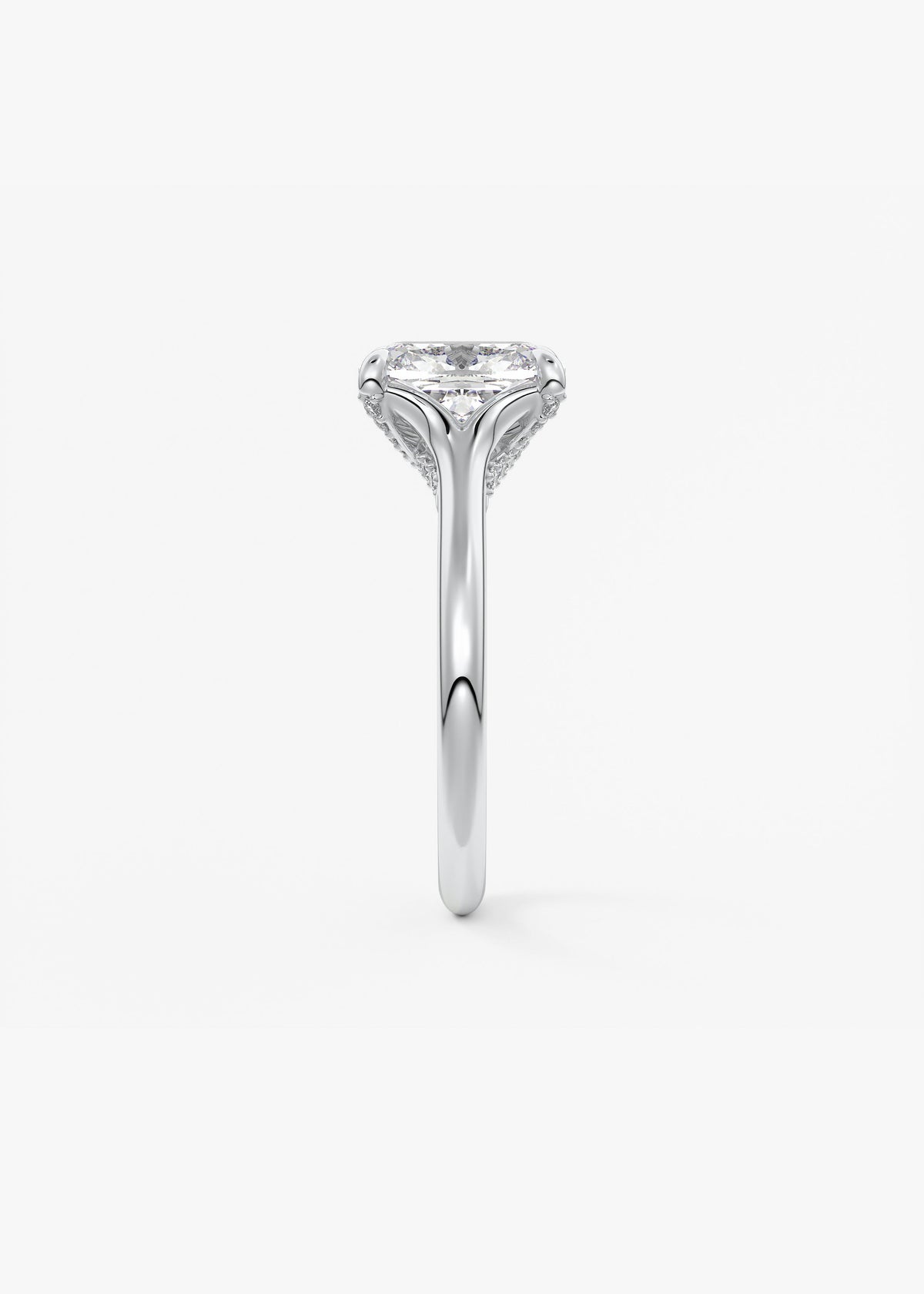Elongated Cushion Hidden Halo Lab Grown Diamond Engagement Ring