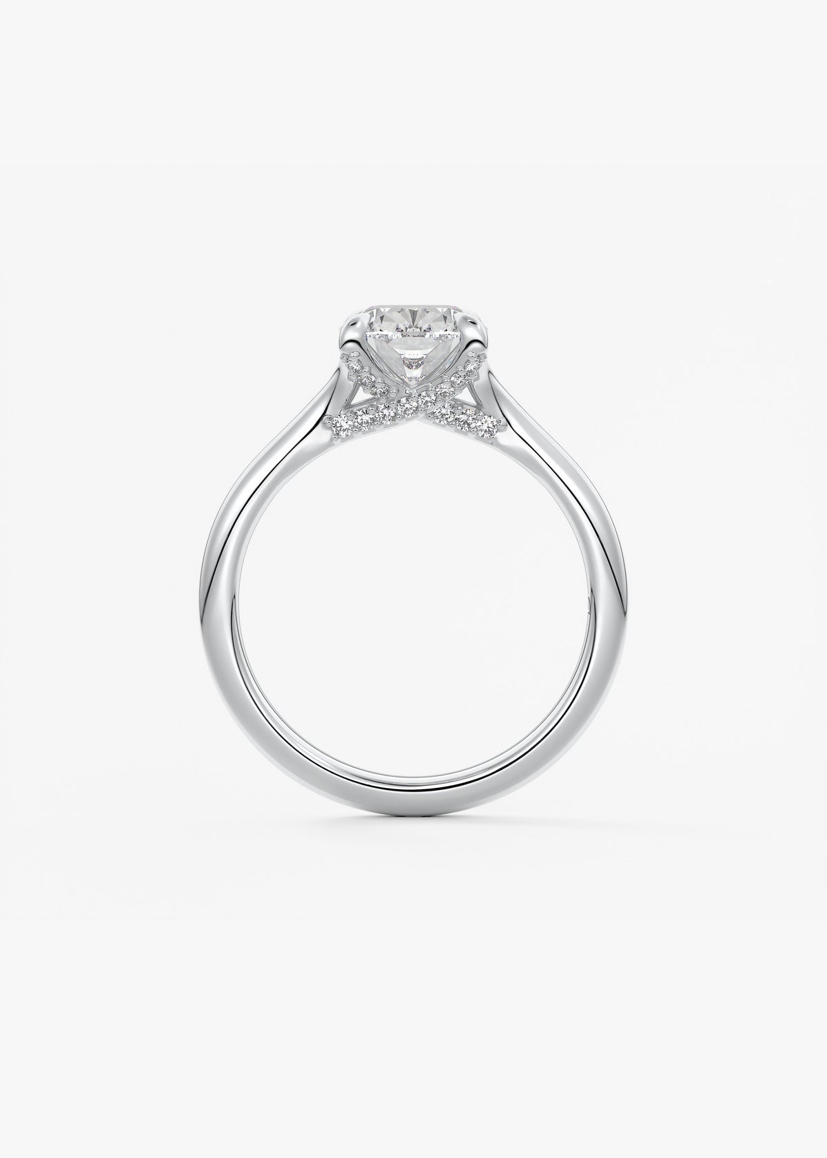Elongated Cushion Hidden Halo Lab Grown Diamond Engagement Ring