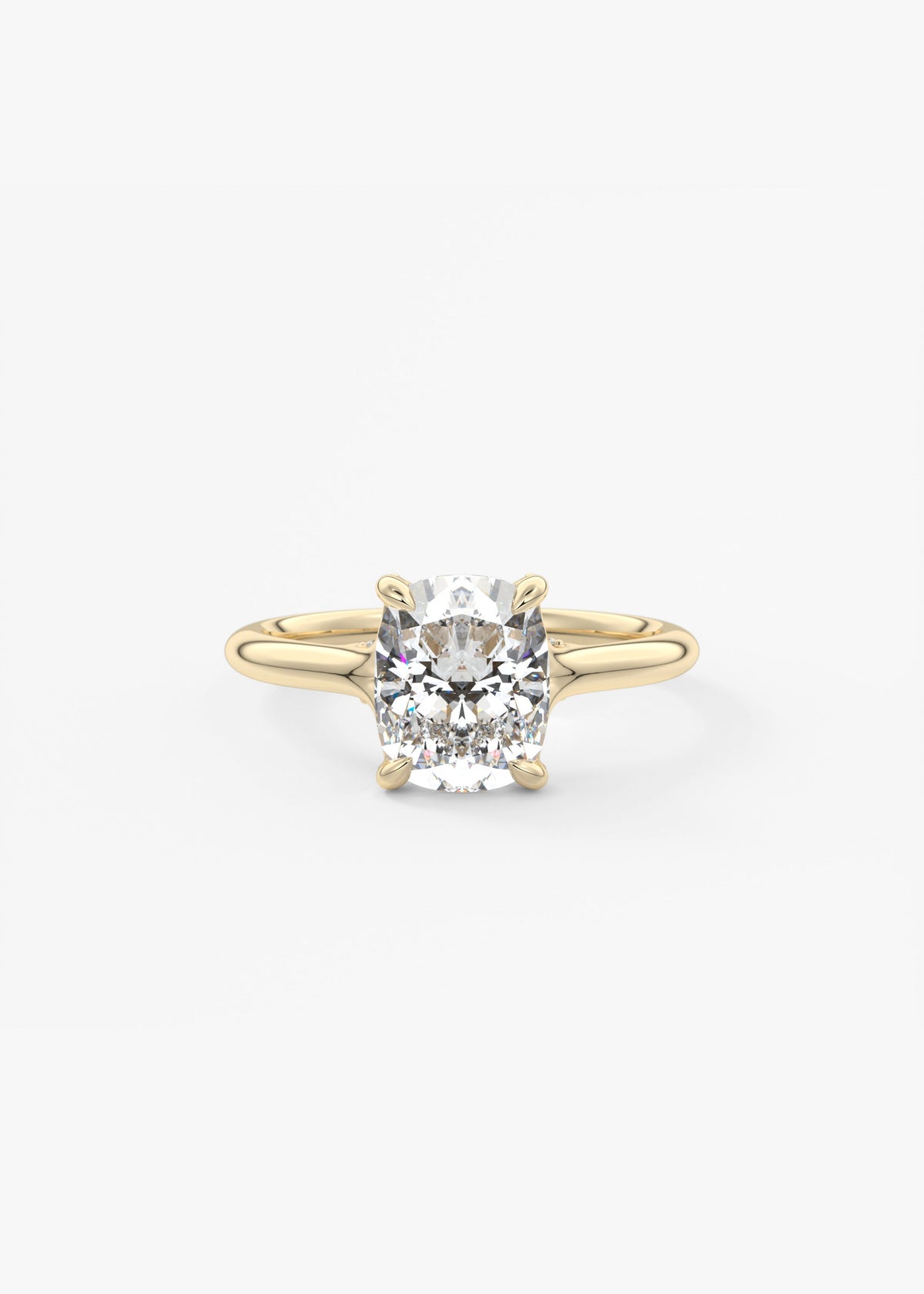 Elongated Cushion Hidden Halo Lab Grown Diamond Engagement Ring