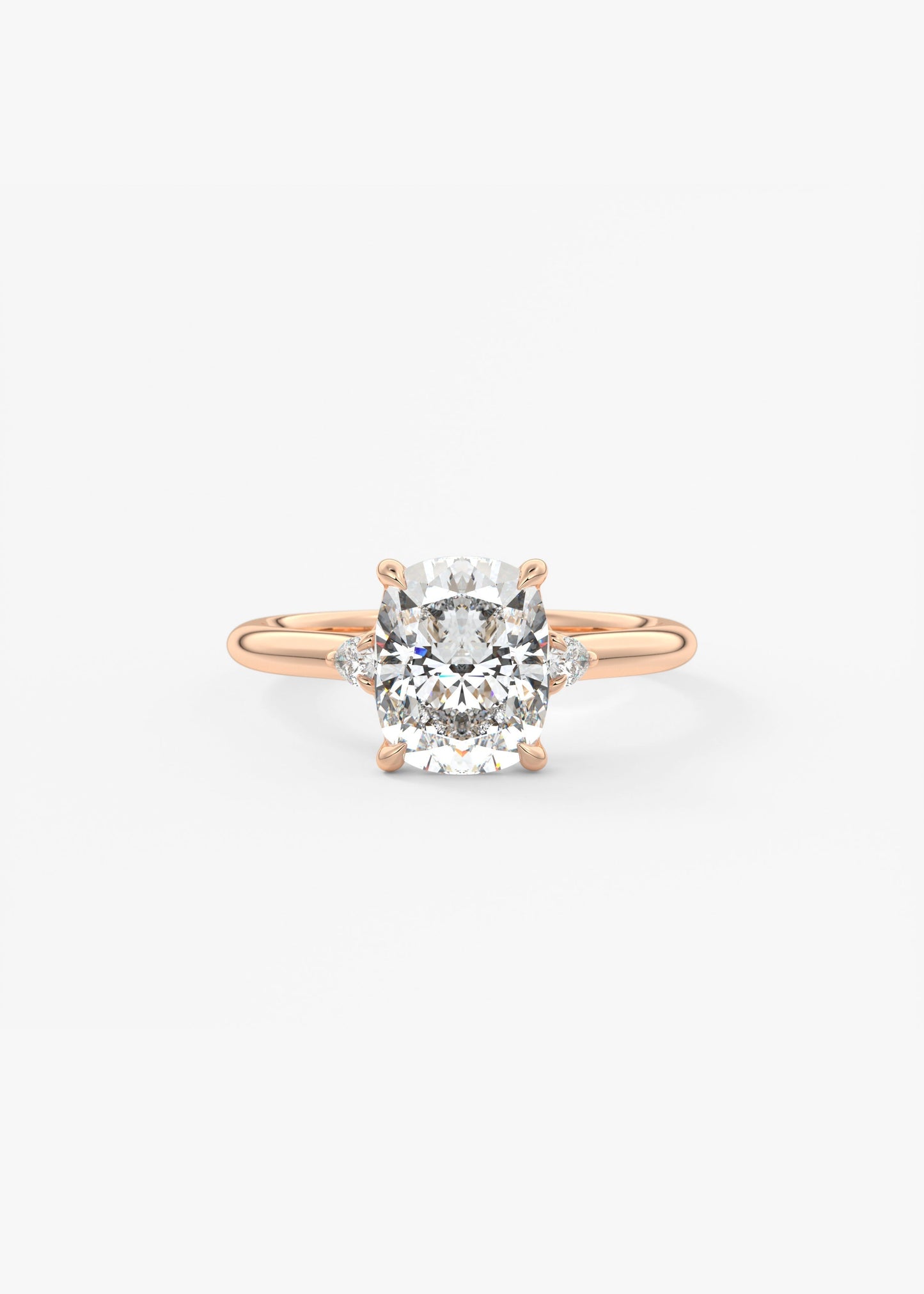 Elongated Cushion Three Stone Lab Grown Diamond Engagement Ring