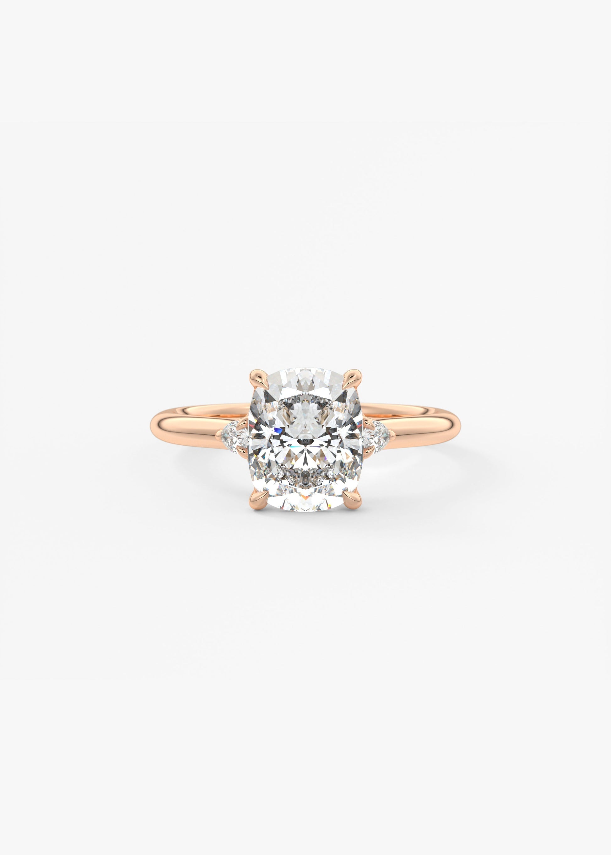 Elongated Cushion Three Stone Lab Grown Diamond Engagement Ring