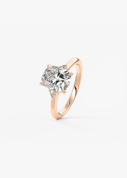 Elongated Cushion Three Stone Lab Grown Diamond Engagement Ring