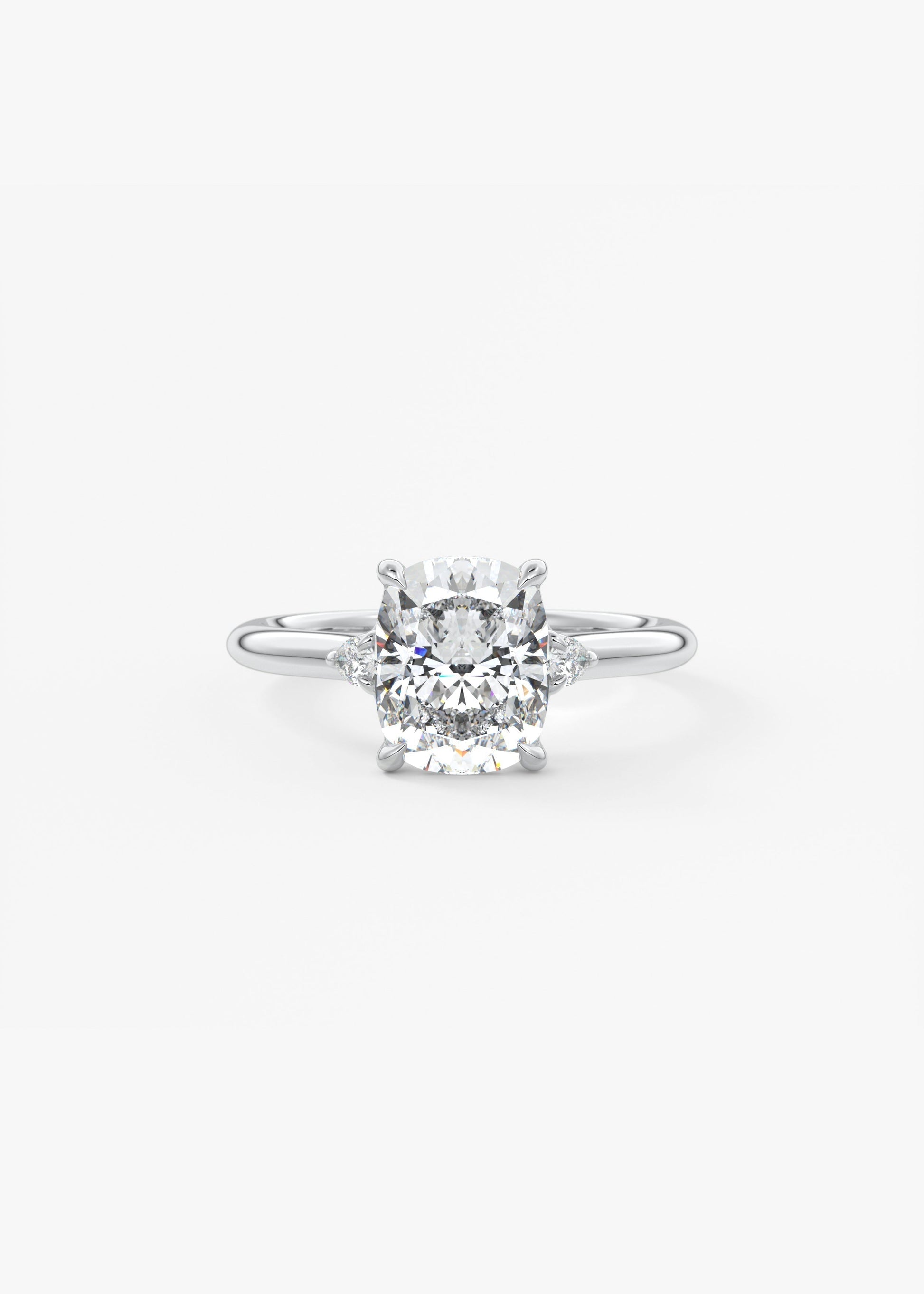Elongated Cushion Three Stone Lab Grown Diamond Engagement Ring