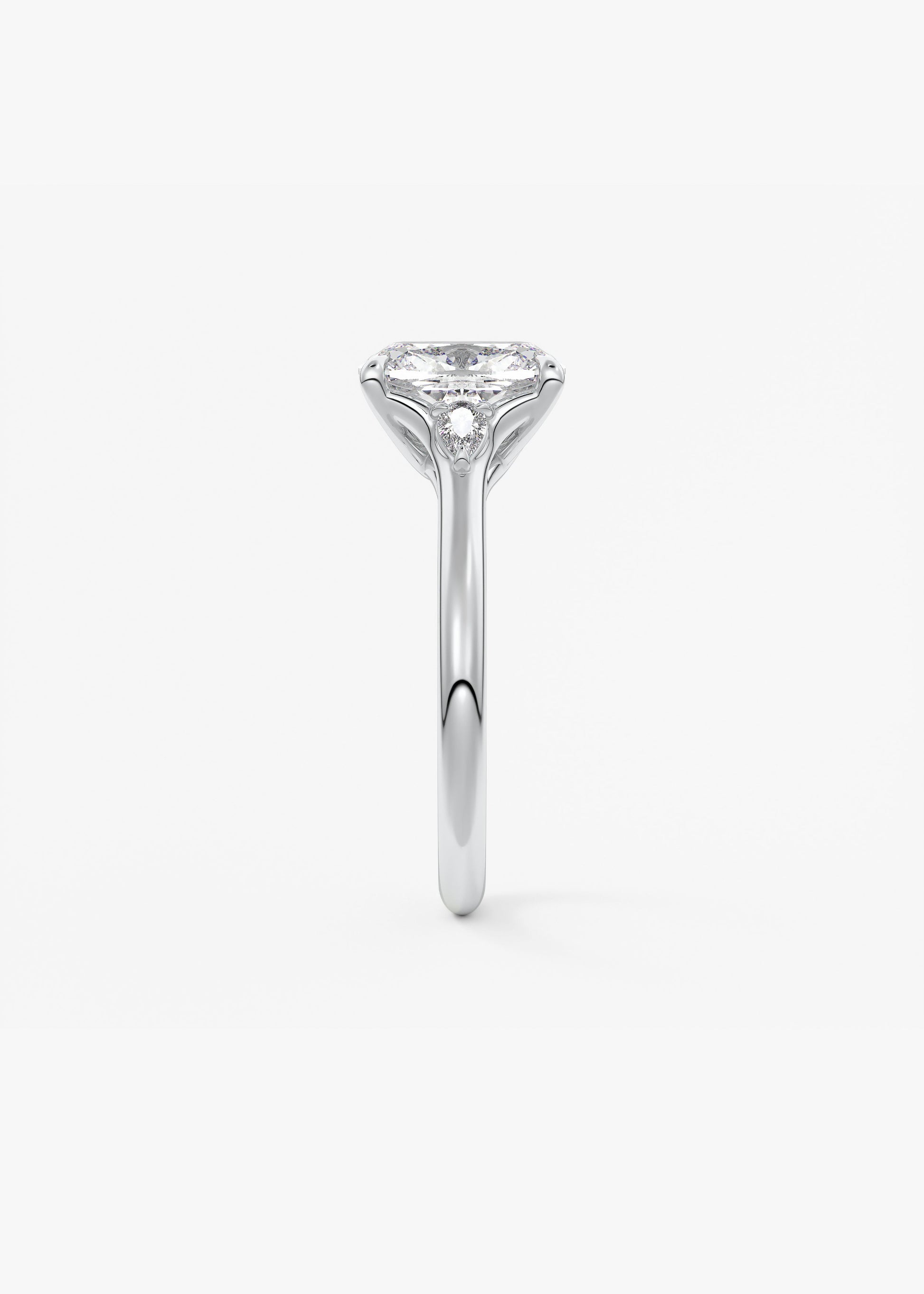 Elongated Cushion Three Stone Lab Grown Diamond Engagement Ring
