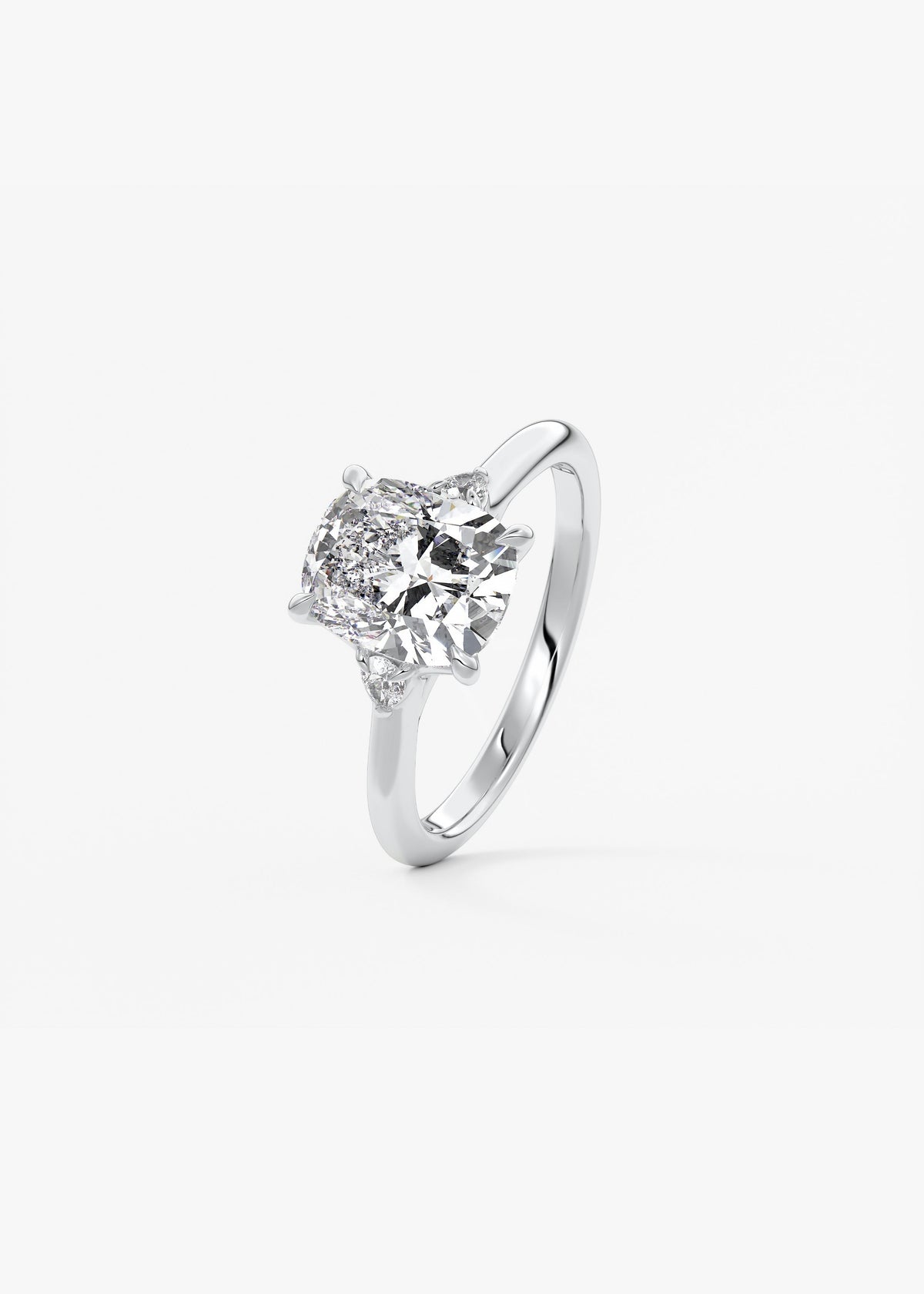 Elongated Cushion Three Stone Lab Grown Diamond Engagement Ring