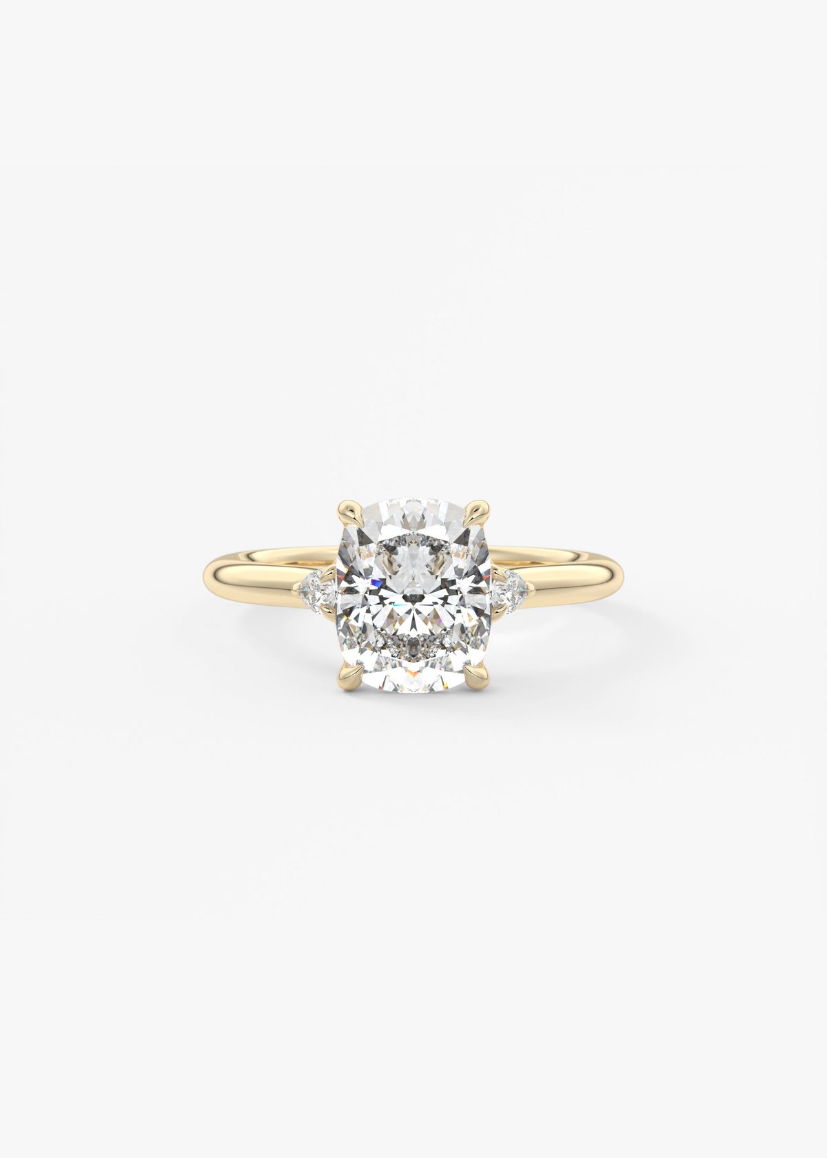 Elongated Cushion Three Stone Lab Grown Diamond Engagement Ring