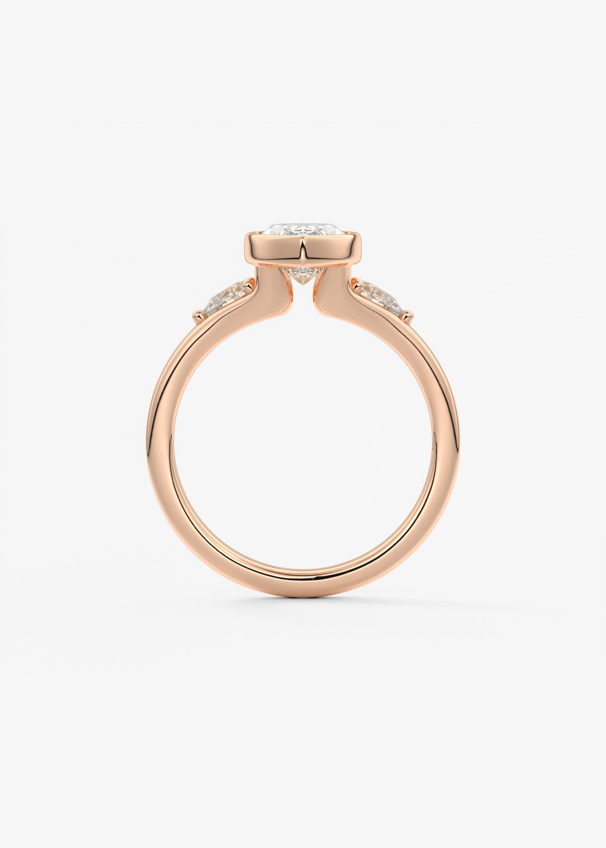 Marquise Three Stone Bezel Lab Grown Diamond Engagement Ring