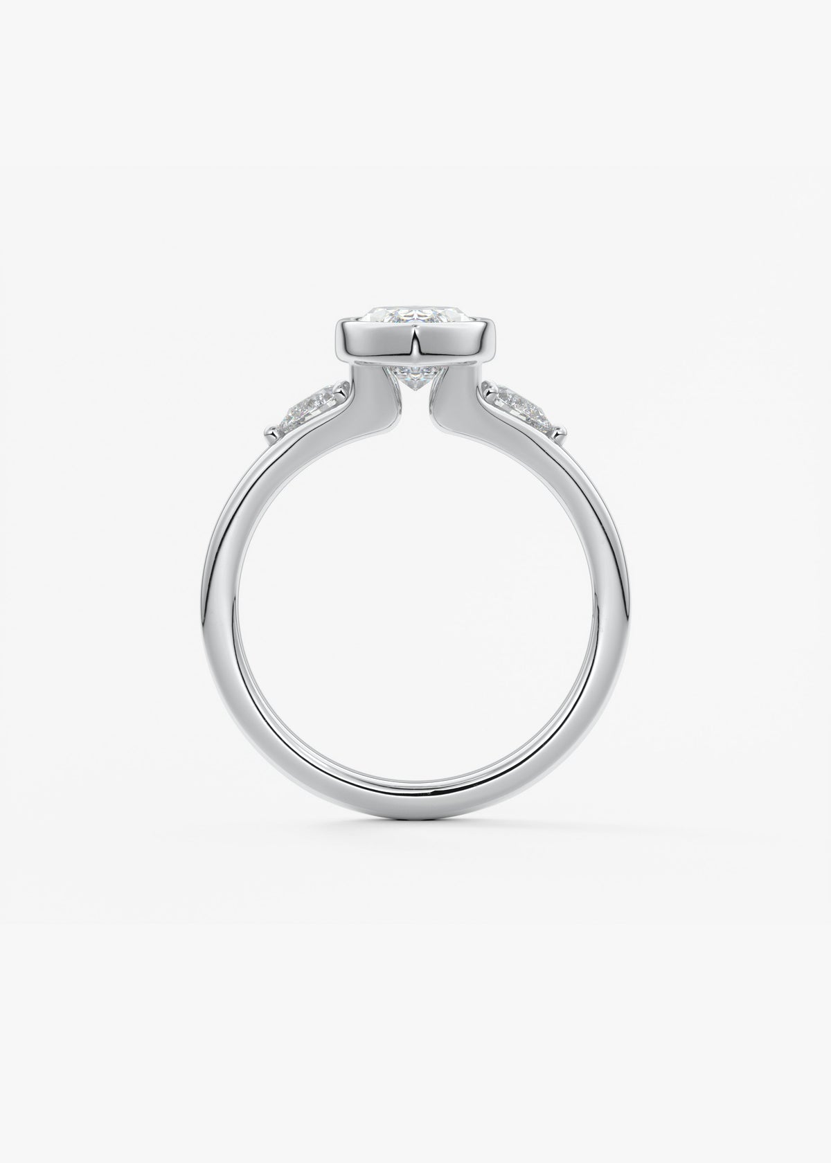 Marquise Three Stone Bezel Lab Grown Diamond Engagement Ring