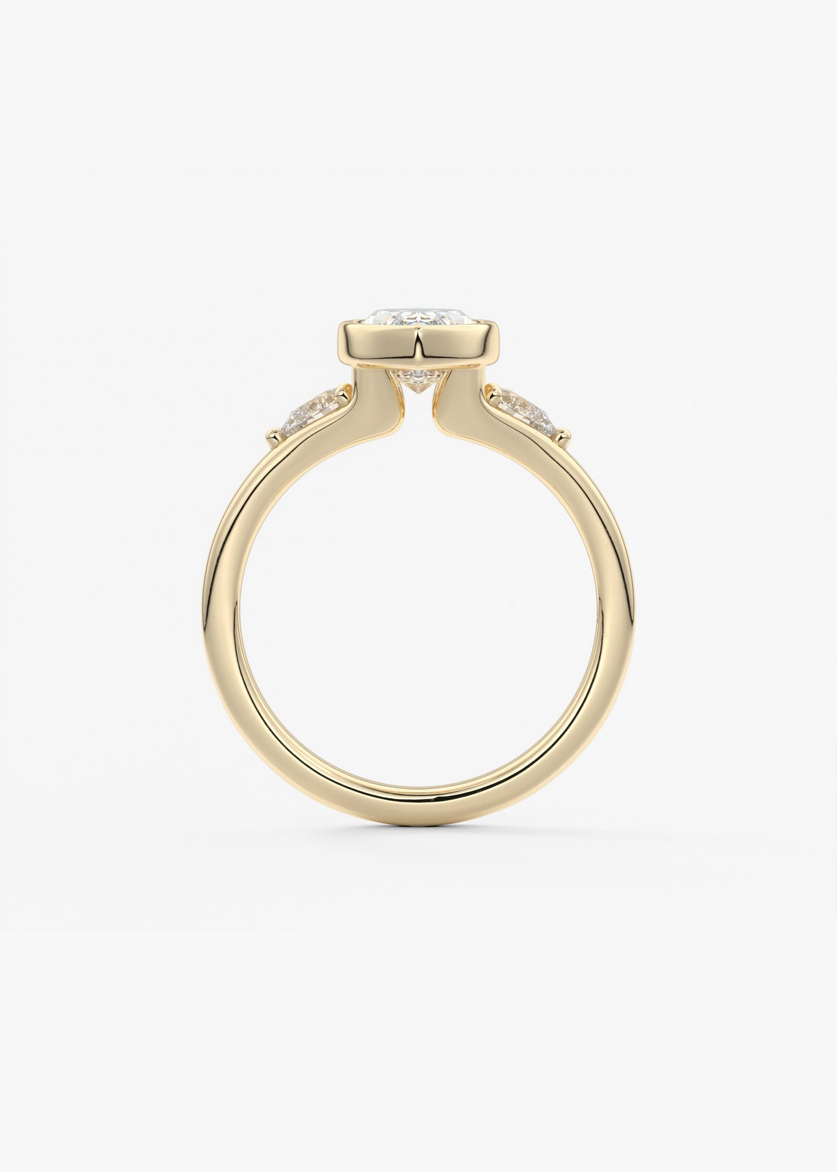 Marquise Three Stone Bezel Lab Grown Diamond Engagement Ring