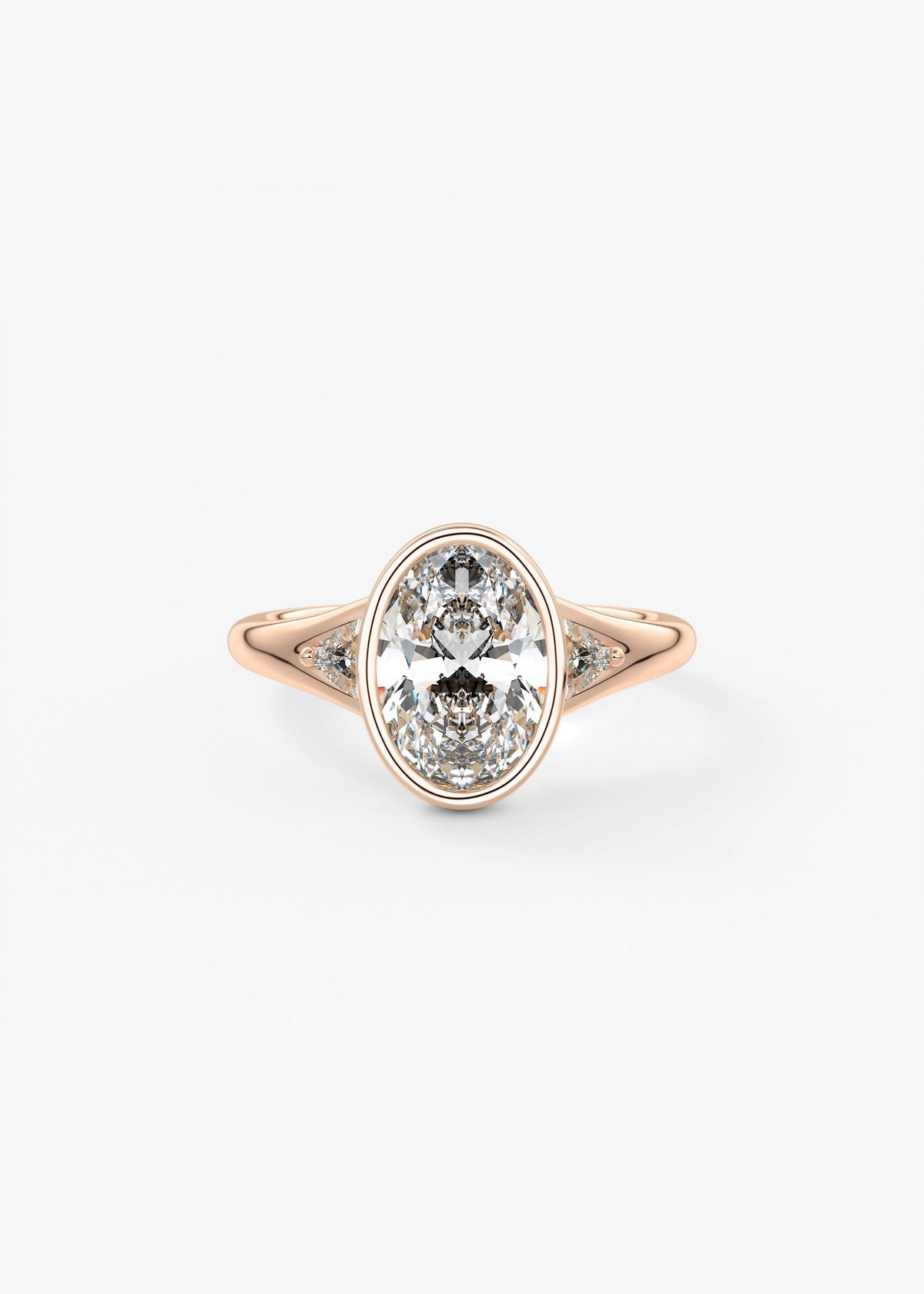 Oval Three Stone Bezel Lab Grown Diamond Engagement Ring