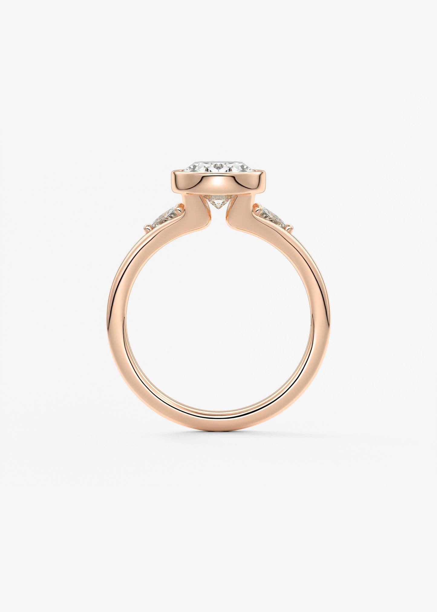 Oval Three Stone Bezel Lab Grown Diamond Engagement Ring