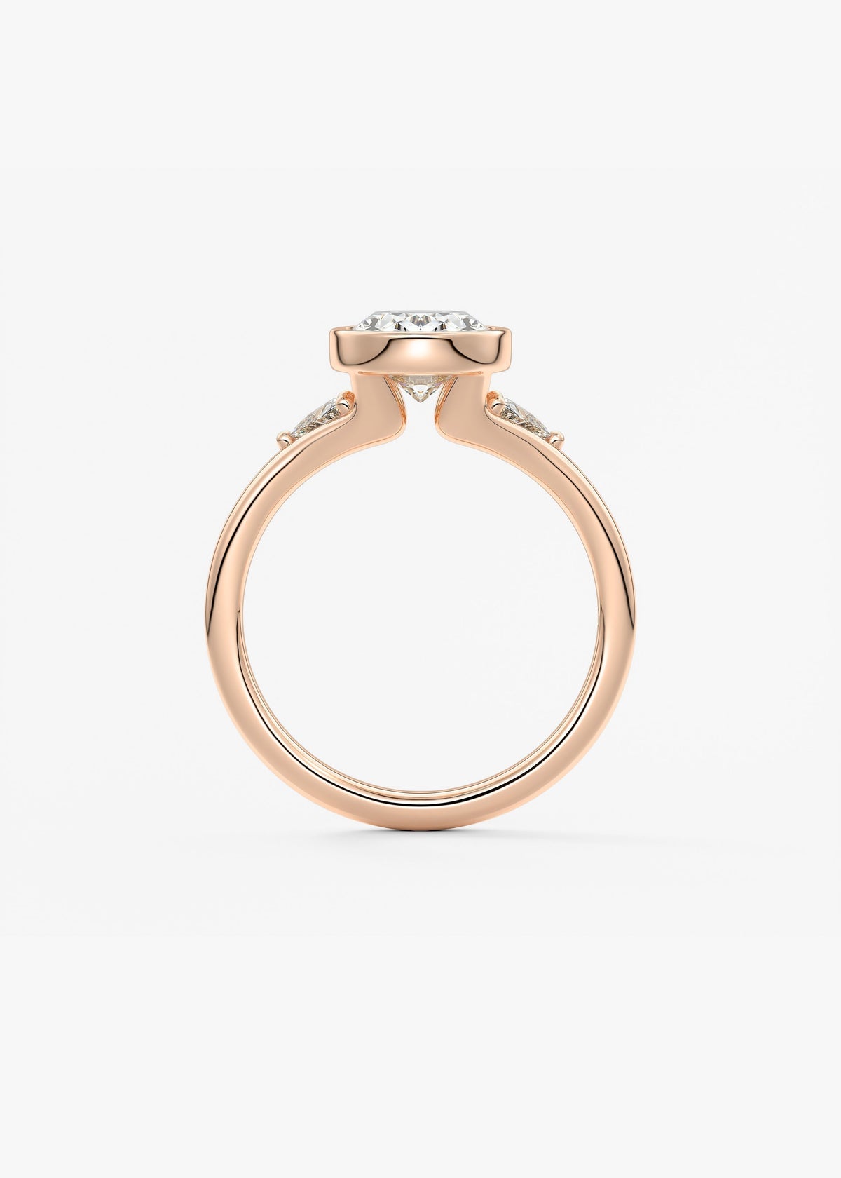 Oval Three Stone Bezel Lab Grown Diamond Engagement Ring