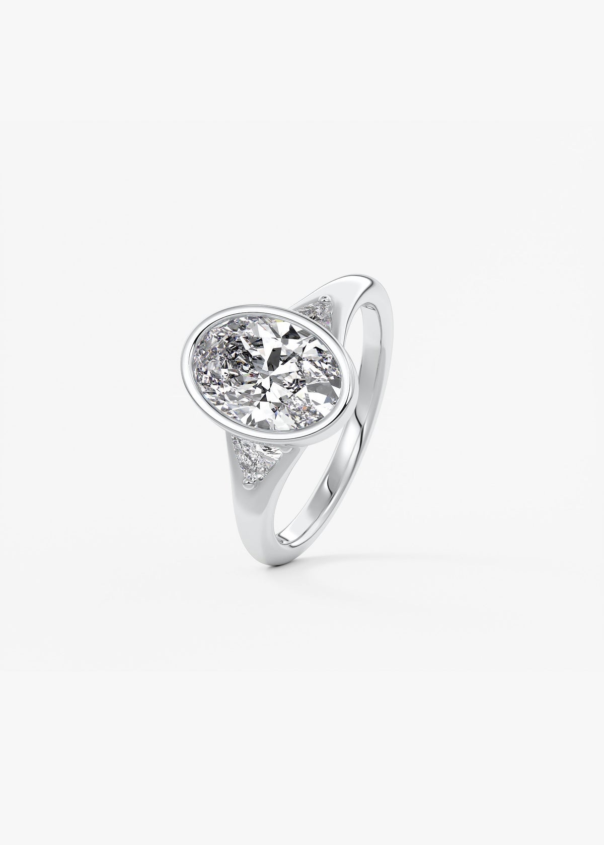Oval Three Stone Bezel Lab Grown Diamond Engagement Ring
