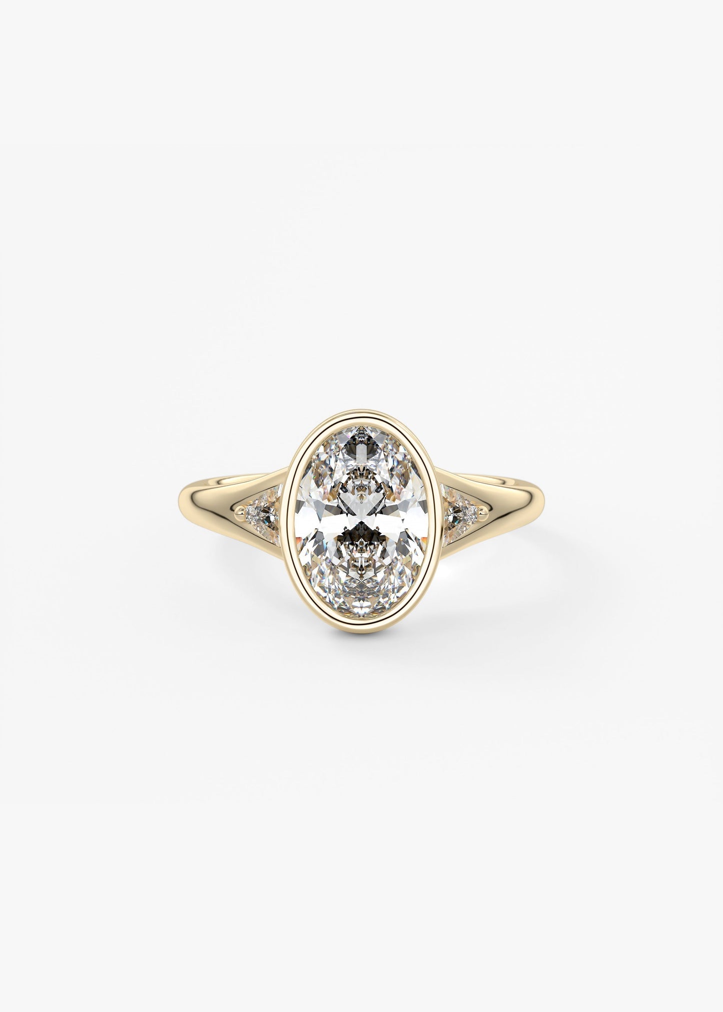 Oval Three Stone Bezel Lab Grown Diamond Engagement Ring