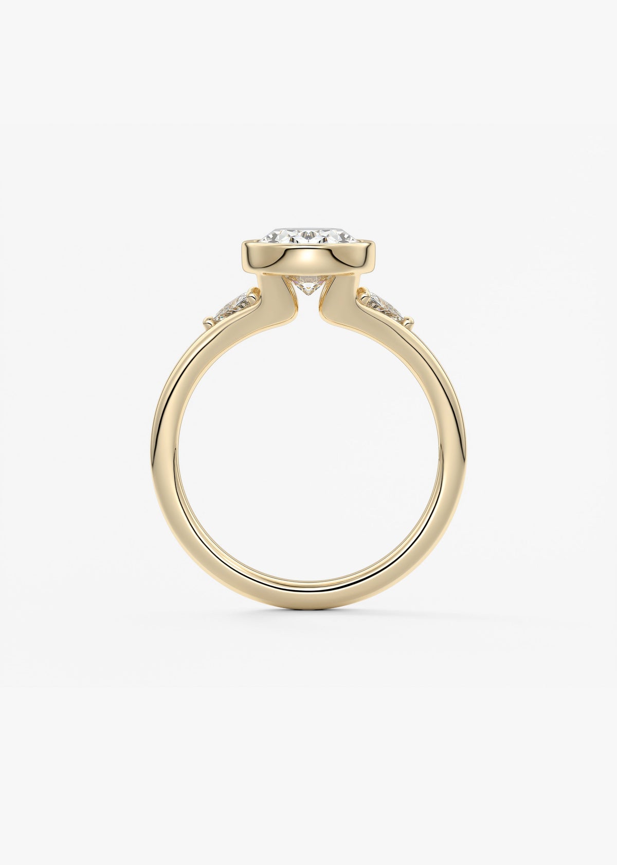 Oval Three Stone Bezel Lab Grown Diamond Engagement Ring