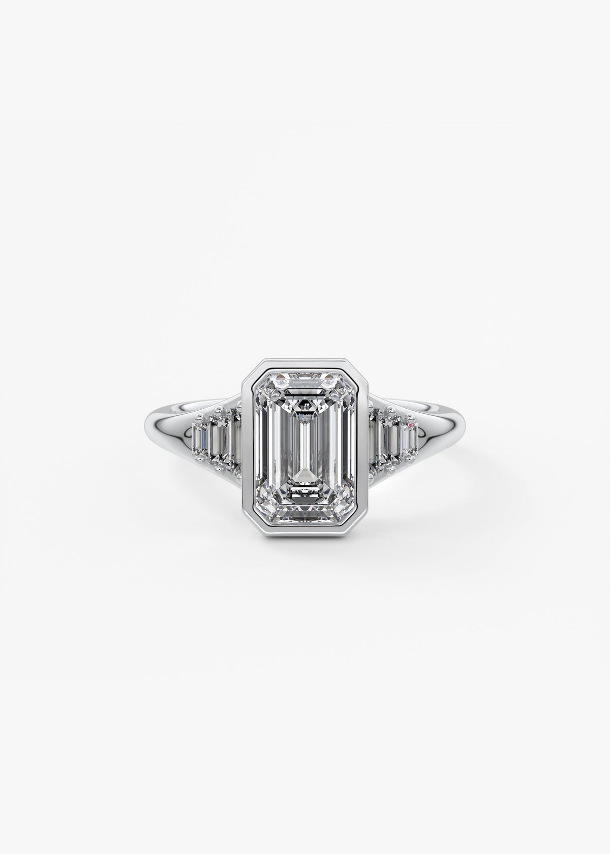 Emerald Cluster Bezel Lab Grown Diamond Engagement Ring