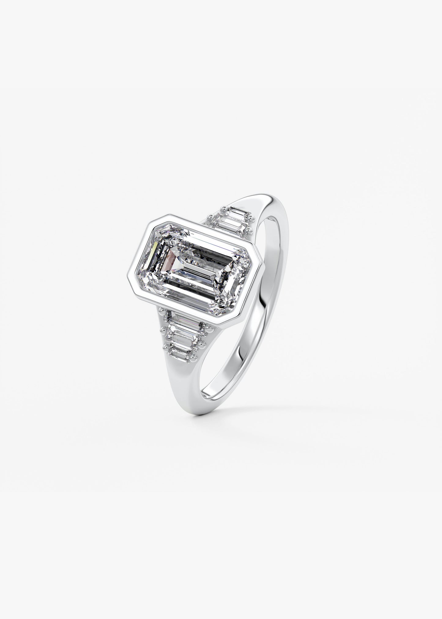 Emerald Cluster Bezel Lab Grown Diamond Engagement Ring
