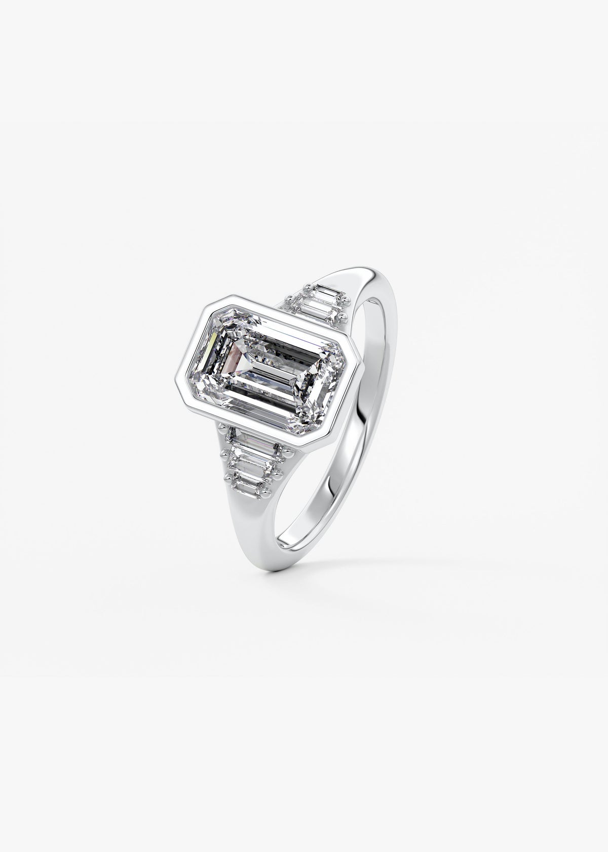 Emerald Cluster Bezel Lab Grown Diamond Engagement Ring