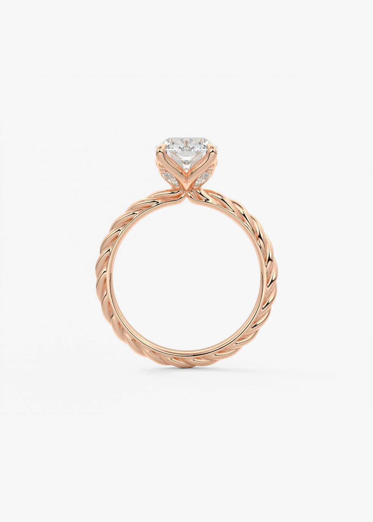 Elongated Cushion Twisted Multi Stones Lab Grown Diamond Engagement Ring