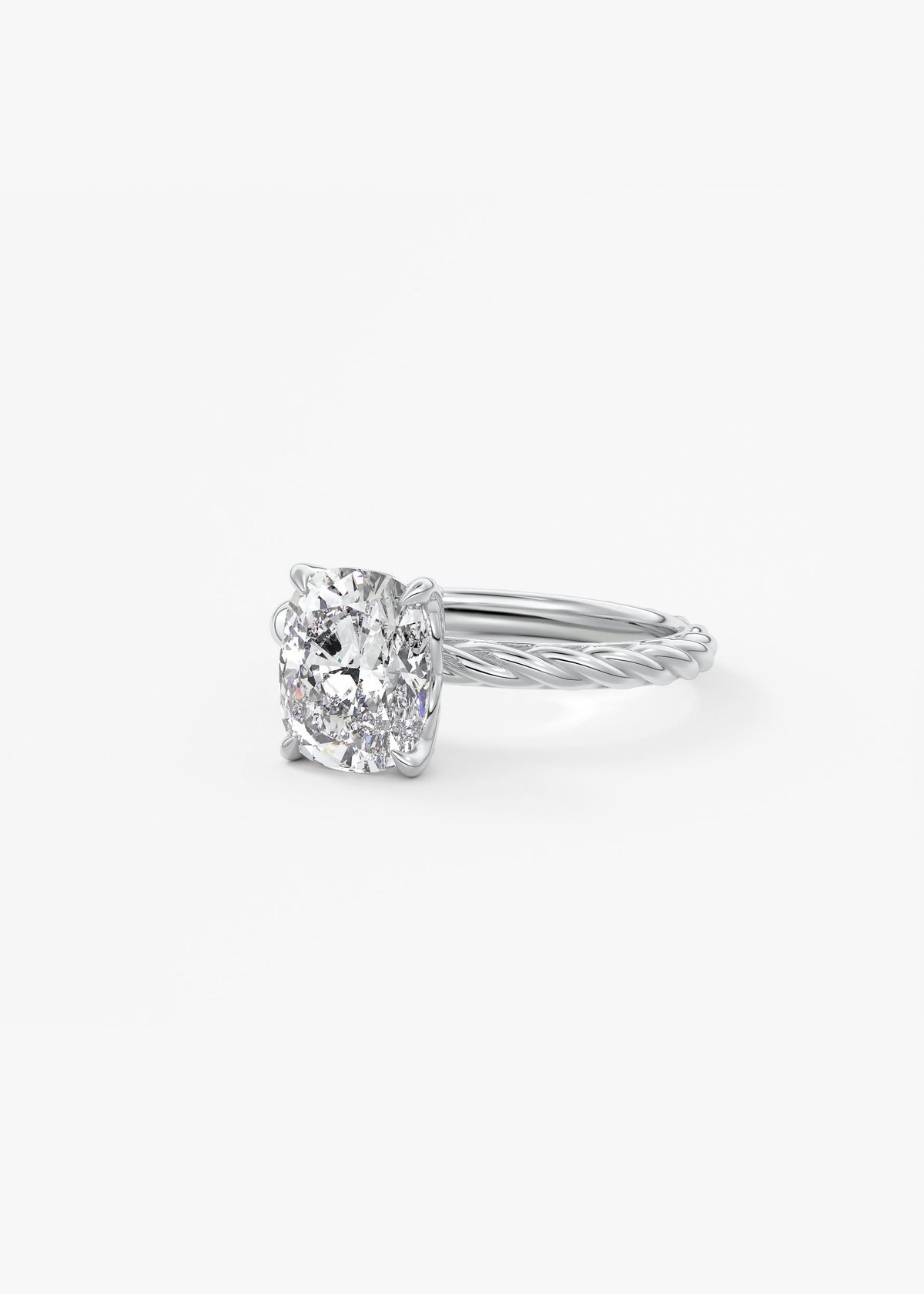 Elongated Cushion Twisted Multi Stones Lab Grown Diamond Engagement Ring