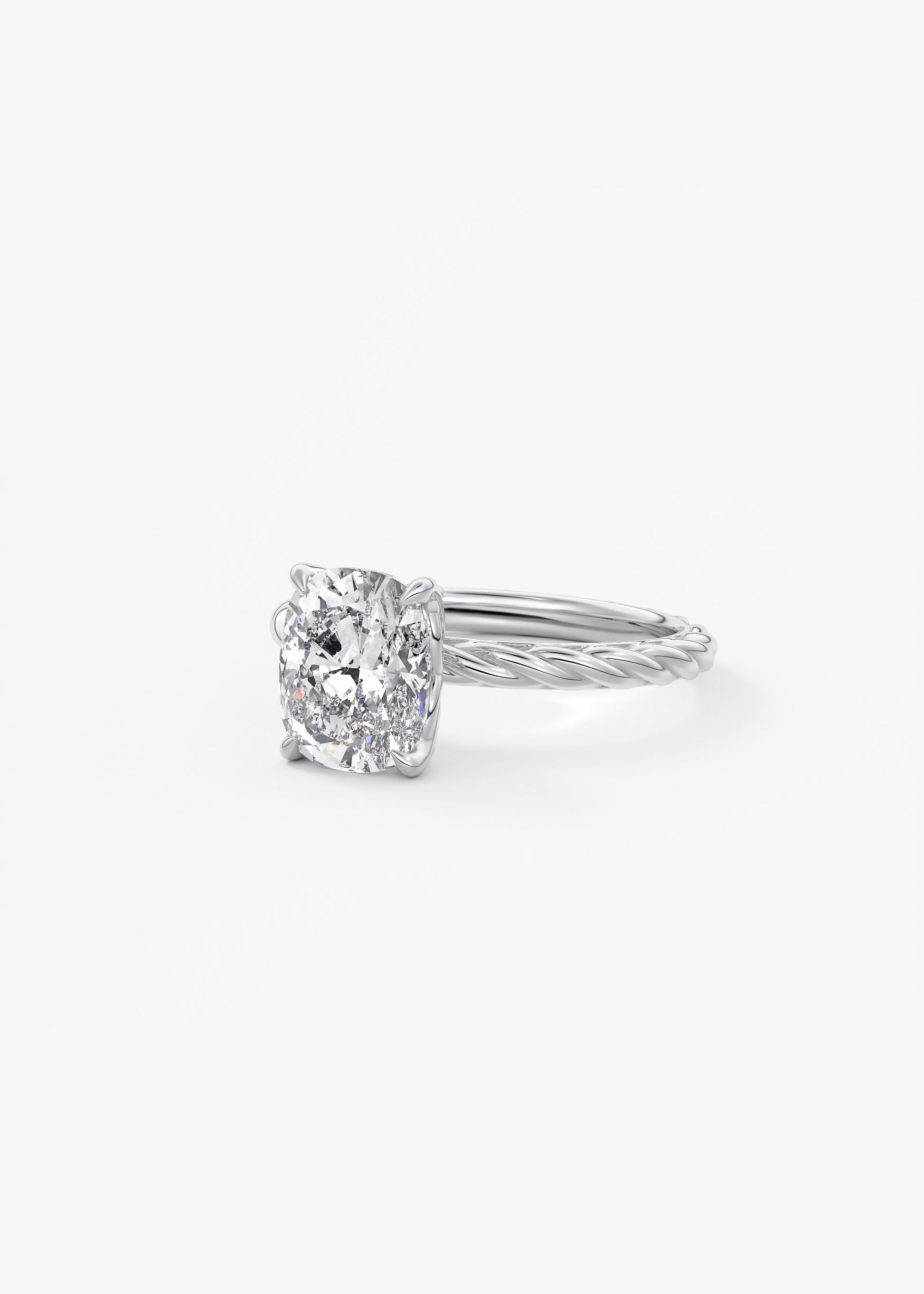 Elongated Cushion Twisted Multi Stones Lab Grown Diamond Engagement Ring