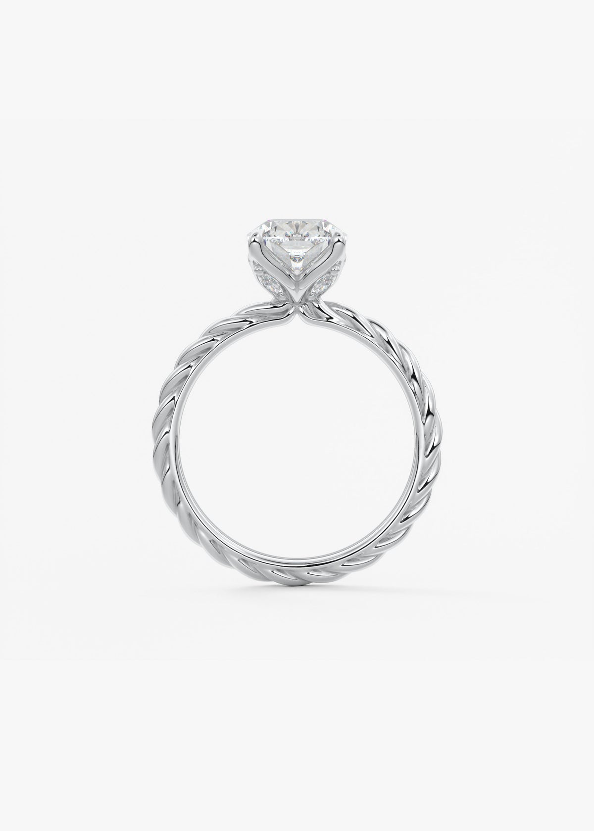 Elongated Cushion Twisted Multi Stones Lab Grown Diamond Engagement Ring