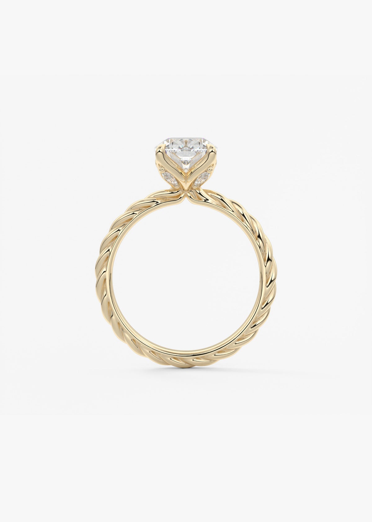 Elongated Cushion Twisted Multi Stones Lab Grown Diamond Engagement Ring