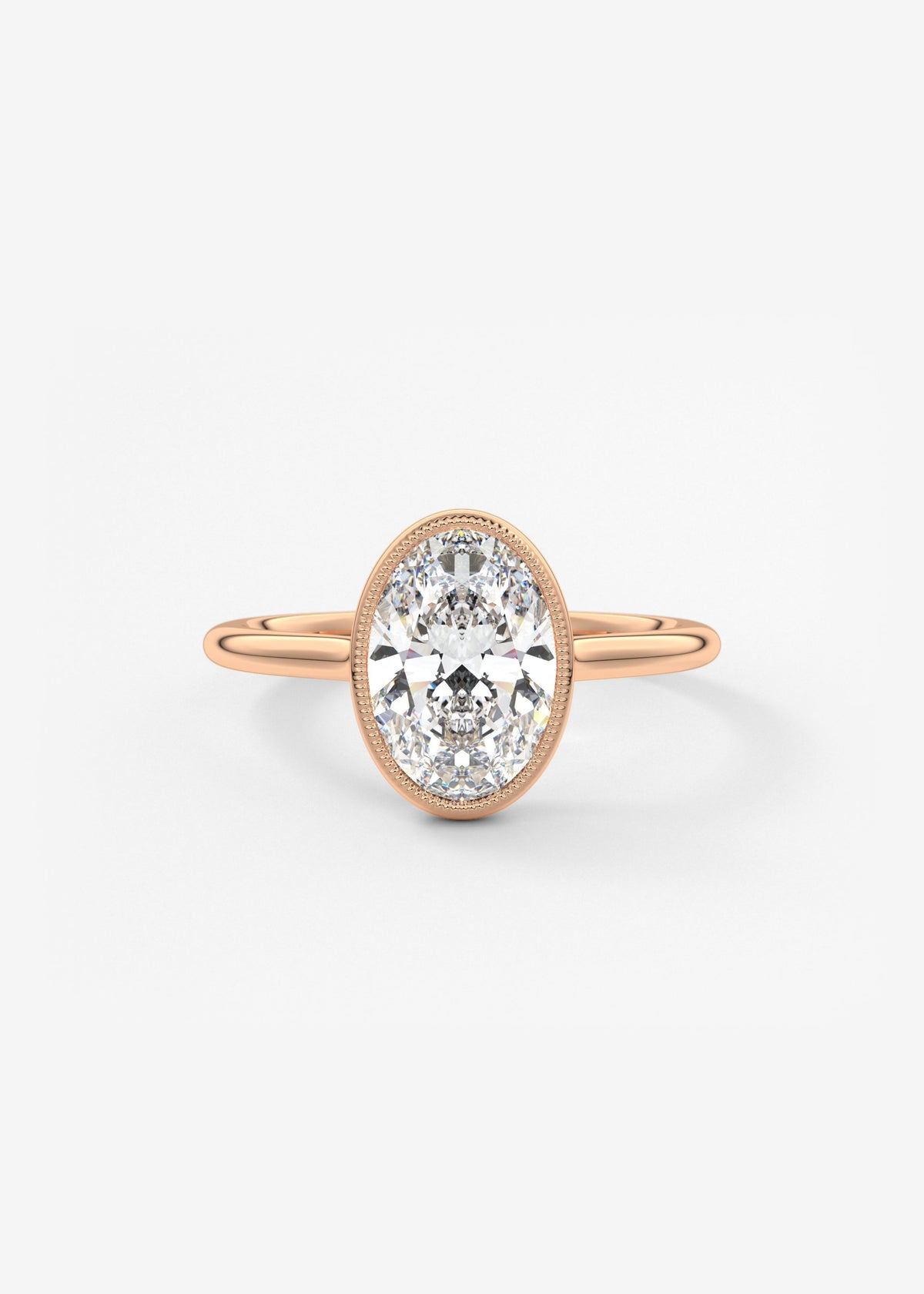 Oval Milgrain Bezel Lab Grown Diamond Engagement Ring
