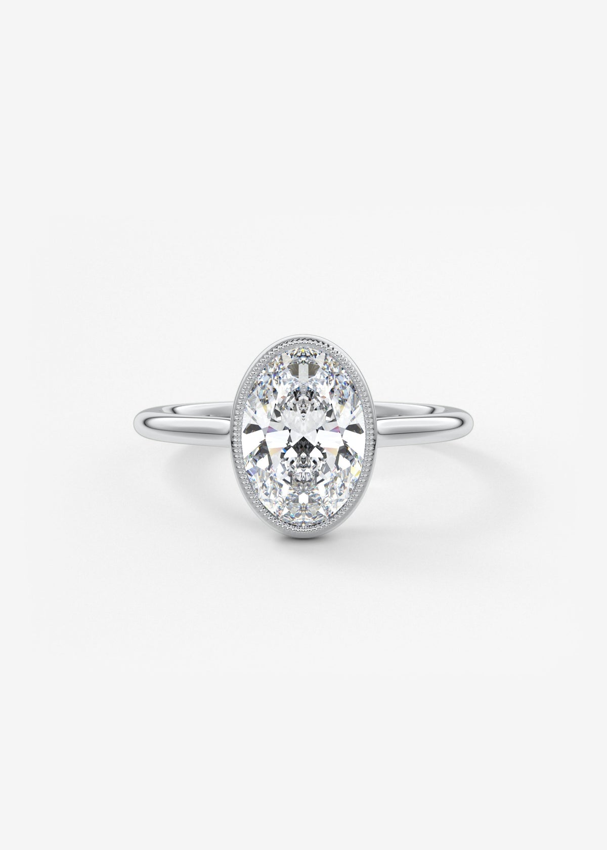 Oval Milgrain Bezel Lab Grown Diamond Engagement Ring